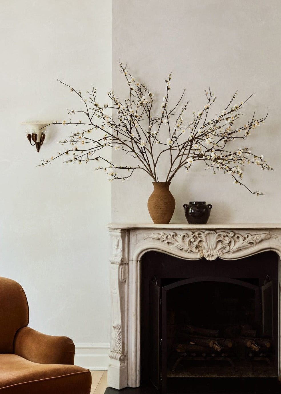 SAVE - Faux Quince Blossom Branch in Cream - 54