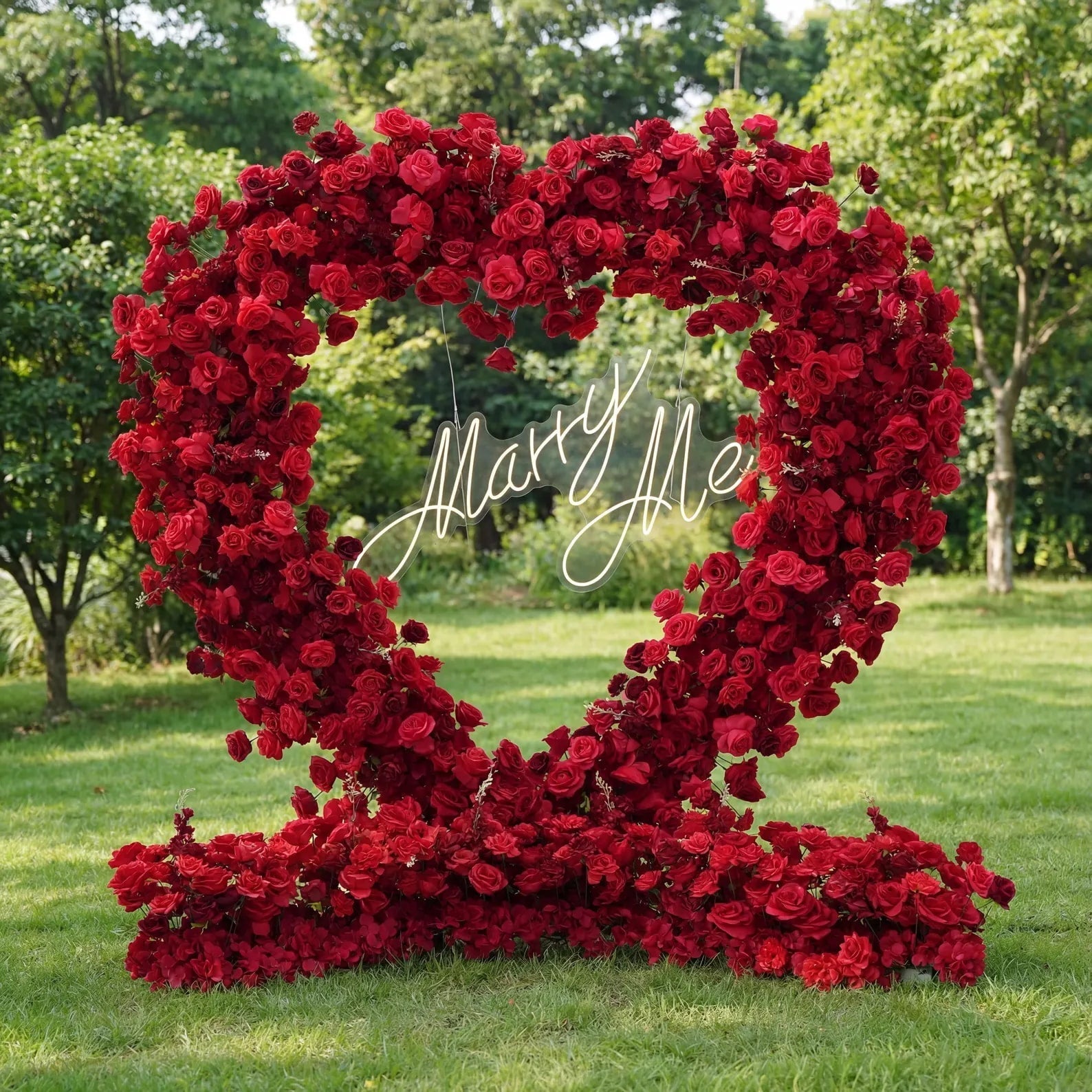 ValarFlowers Red Rose Heart - Shaped Floral Backdrop: A Romantic Proposal & Event Centerpiece-HA-405