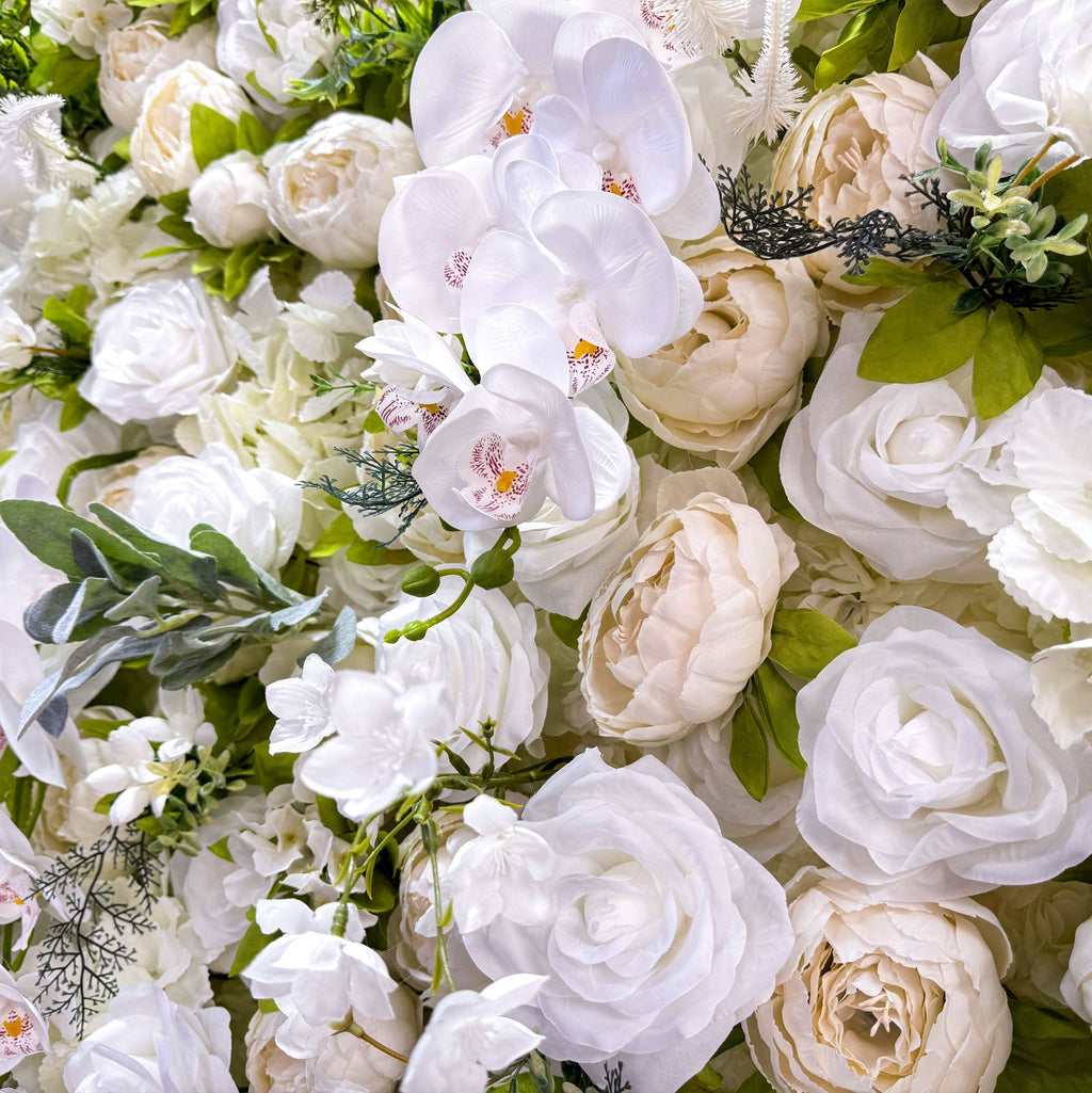 Roll Up Fabric Gorgeous Artificial Flower Wall - The White & Green  Epitome of Wedding and Event Decoration-VF-801