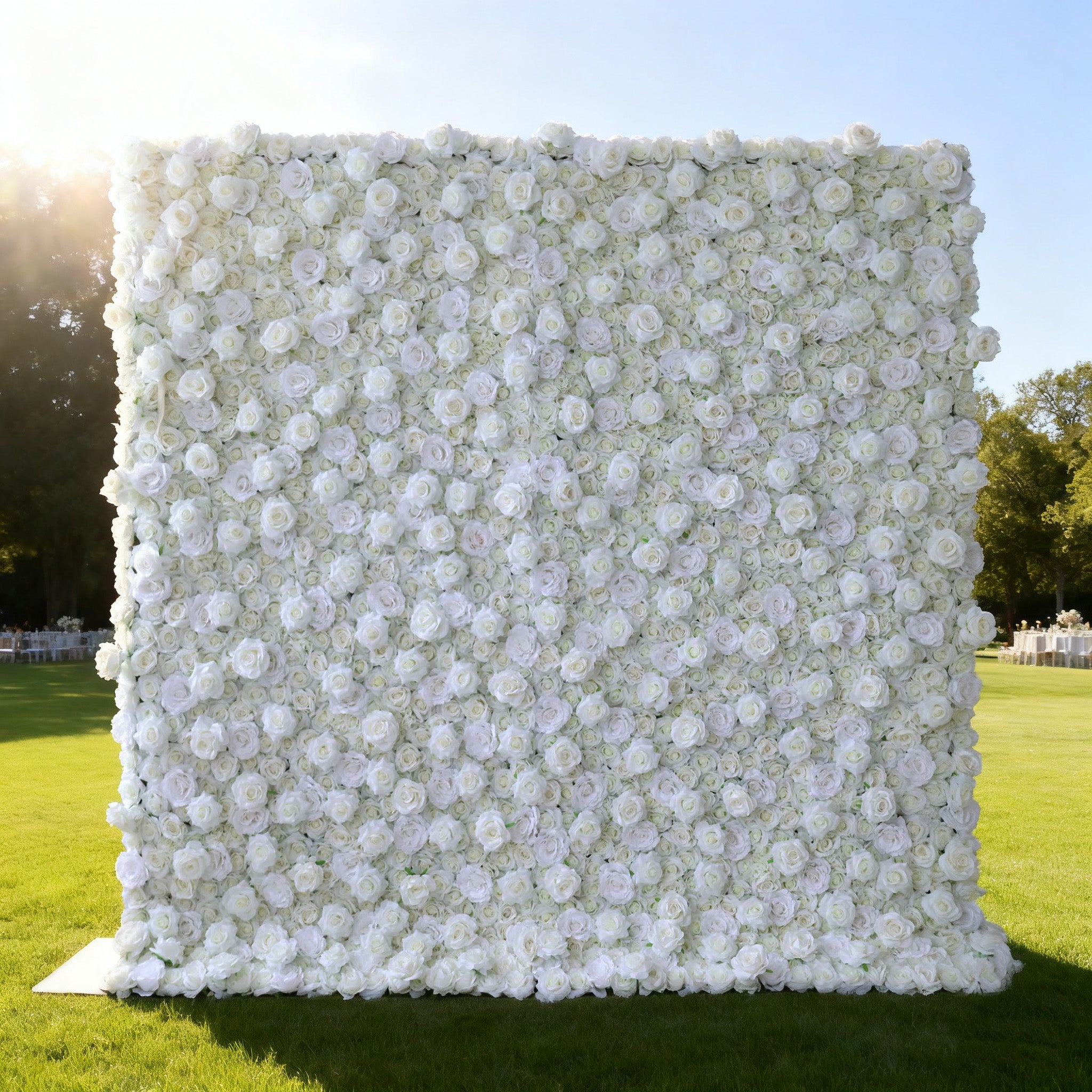 ValarFlowers Green White Artificial Flower Wall Backdrop for Wedding & Event Decor VF-361