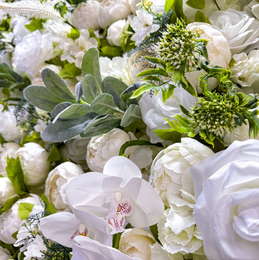 Roll Up Fabric Gorgeous Artificial Flower Wall - The White & Green  Epitome of Wedding and Event Decoration-VF-801