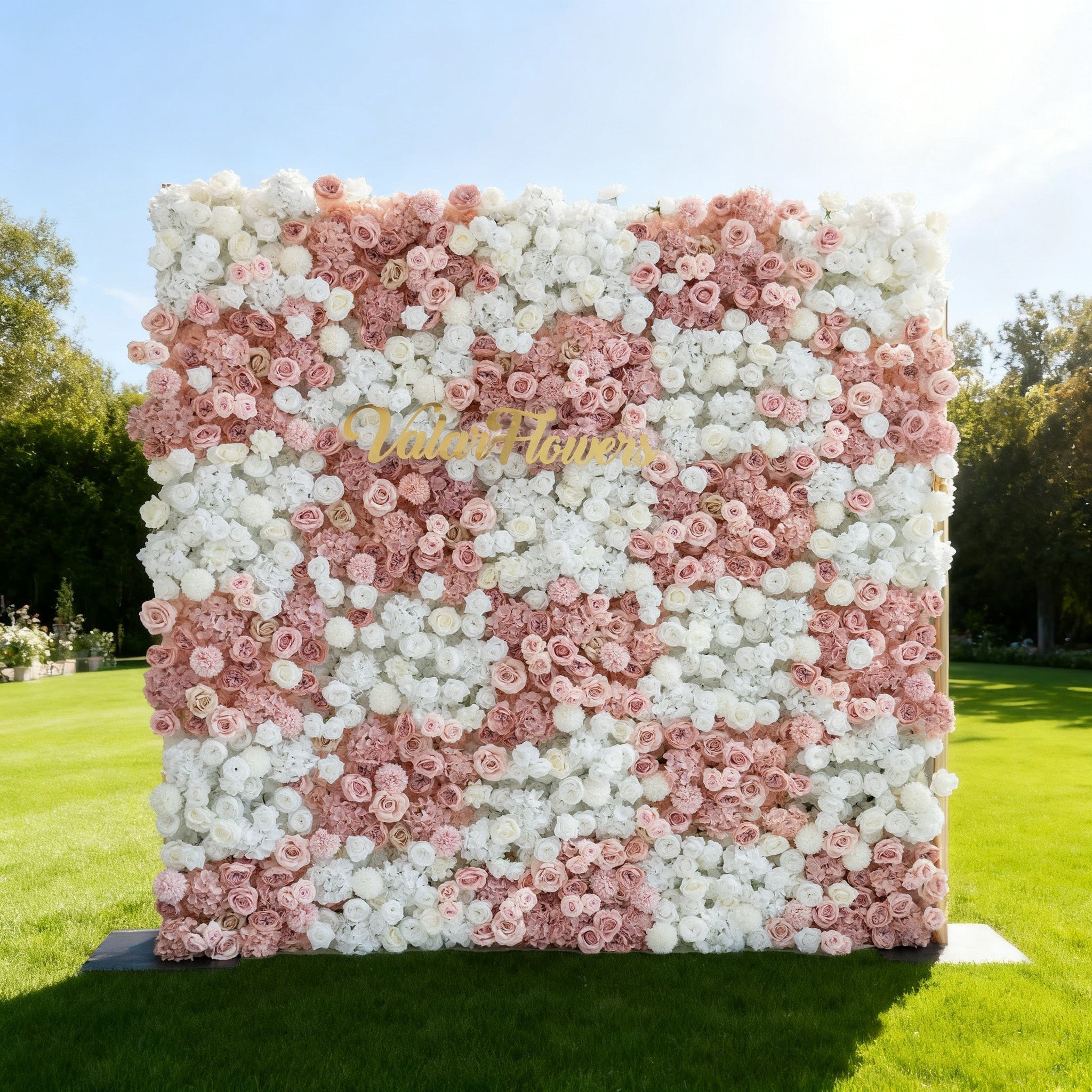 Romantic Floral Backdrop - Blush Nude and White Artificial Flower Wall for Weddings. Events. and Special Occasions-VF-418-2