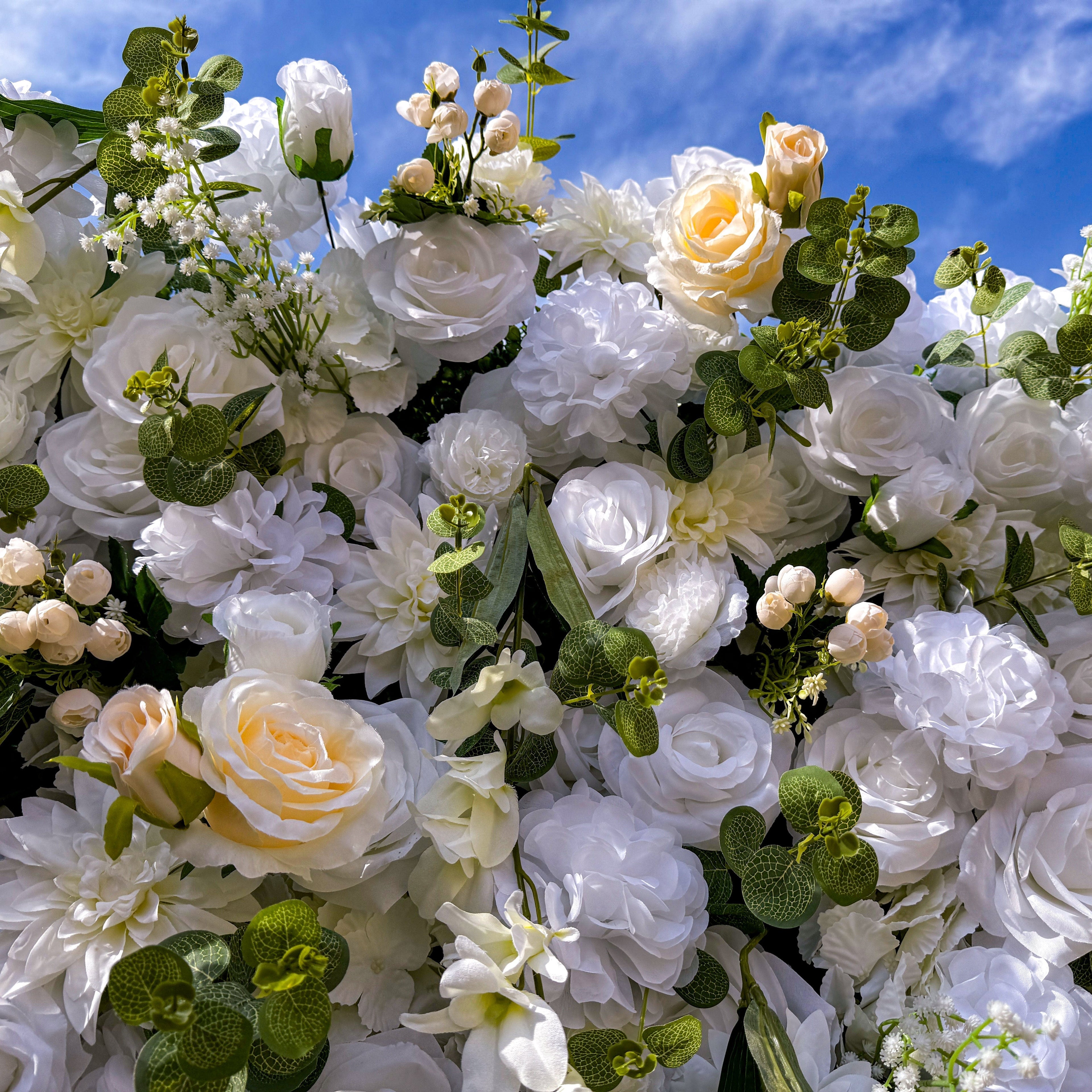 Exquisite All - White Artificial Flower Wall - The Epitome of Elegant and Romantic Style for Weddings and Events-VF-805