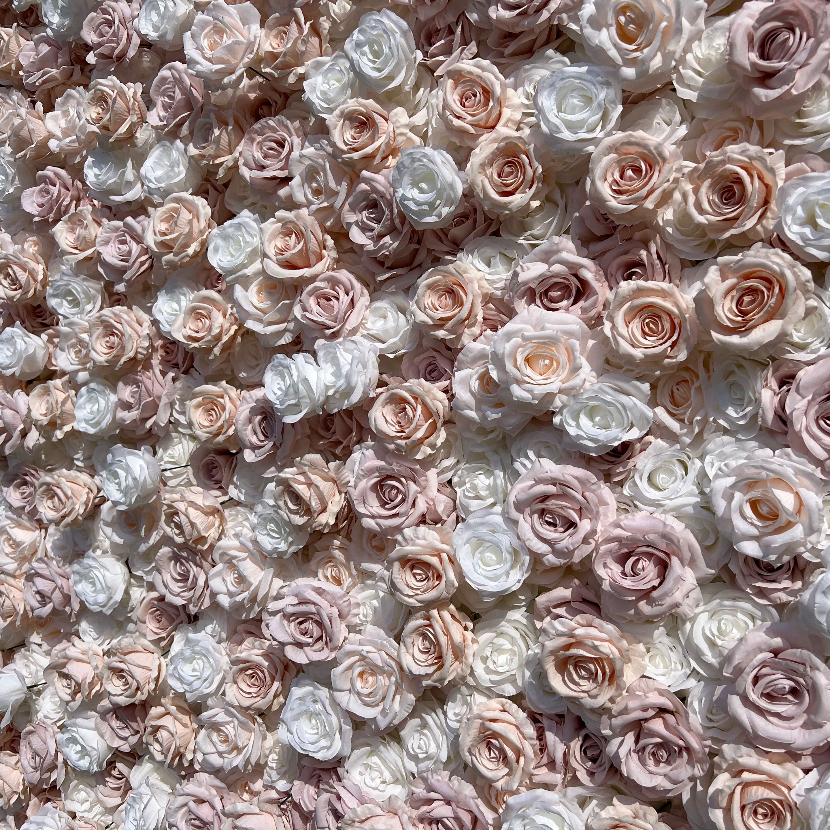 Elegant White & Light Pink Flower Wall Backdrop - Roll-Up Fabric Wall - Bridal Party Decor - Wedding Venues Celebration Floral Wall-VF-600