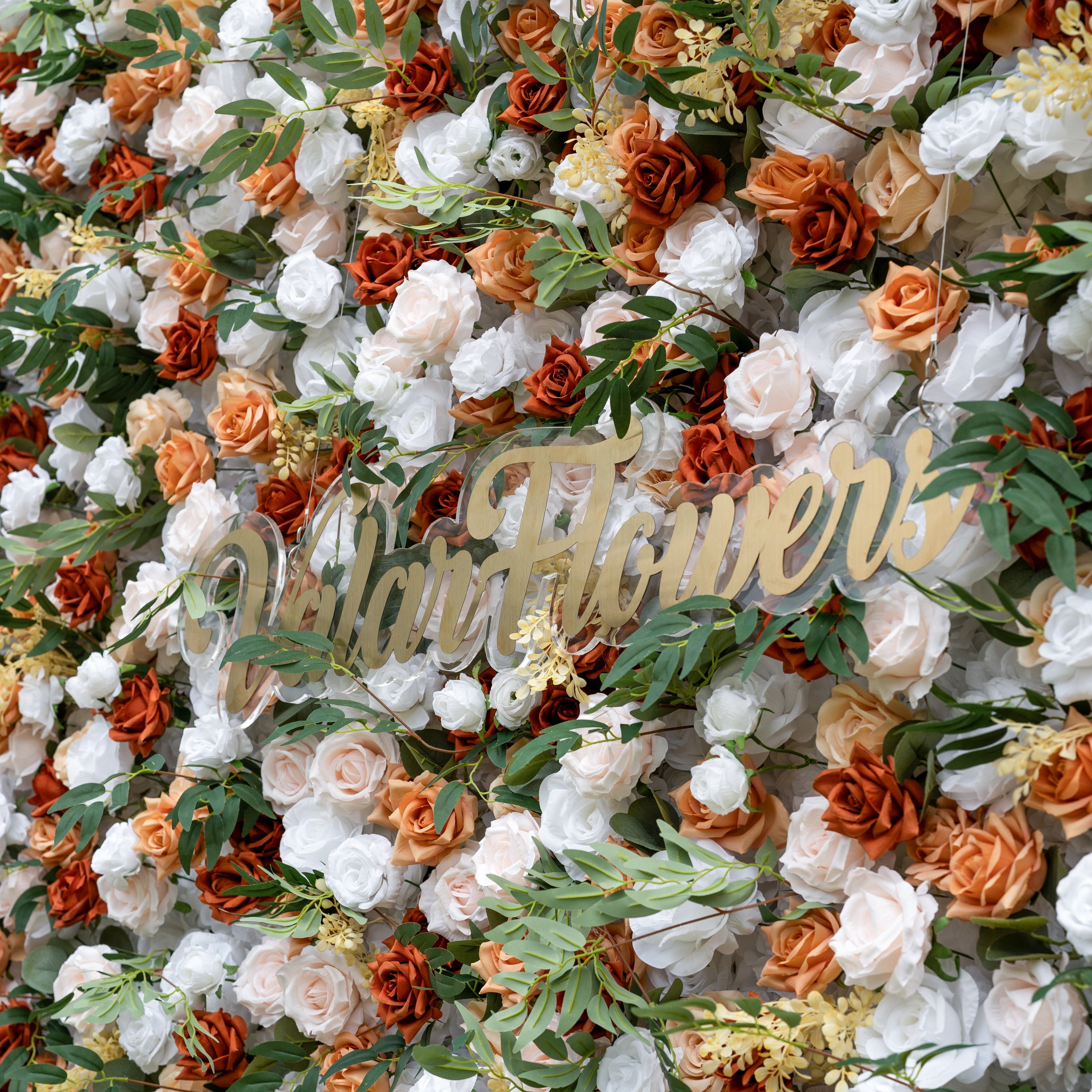 Valar Flowers Terracotta & Blush Rose Flower Wall Backdrop: Warm Rustic Bloom Display- VF-831