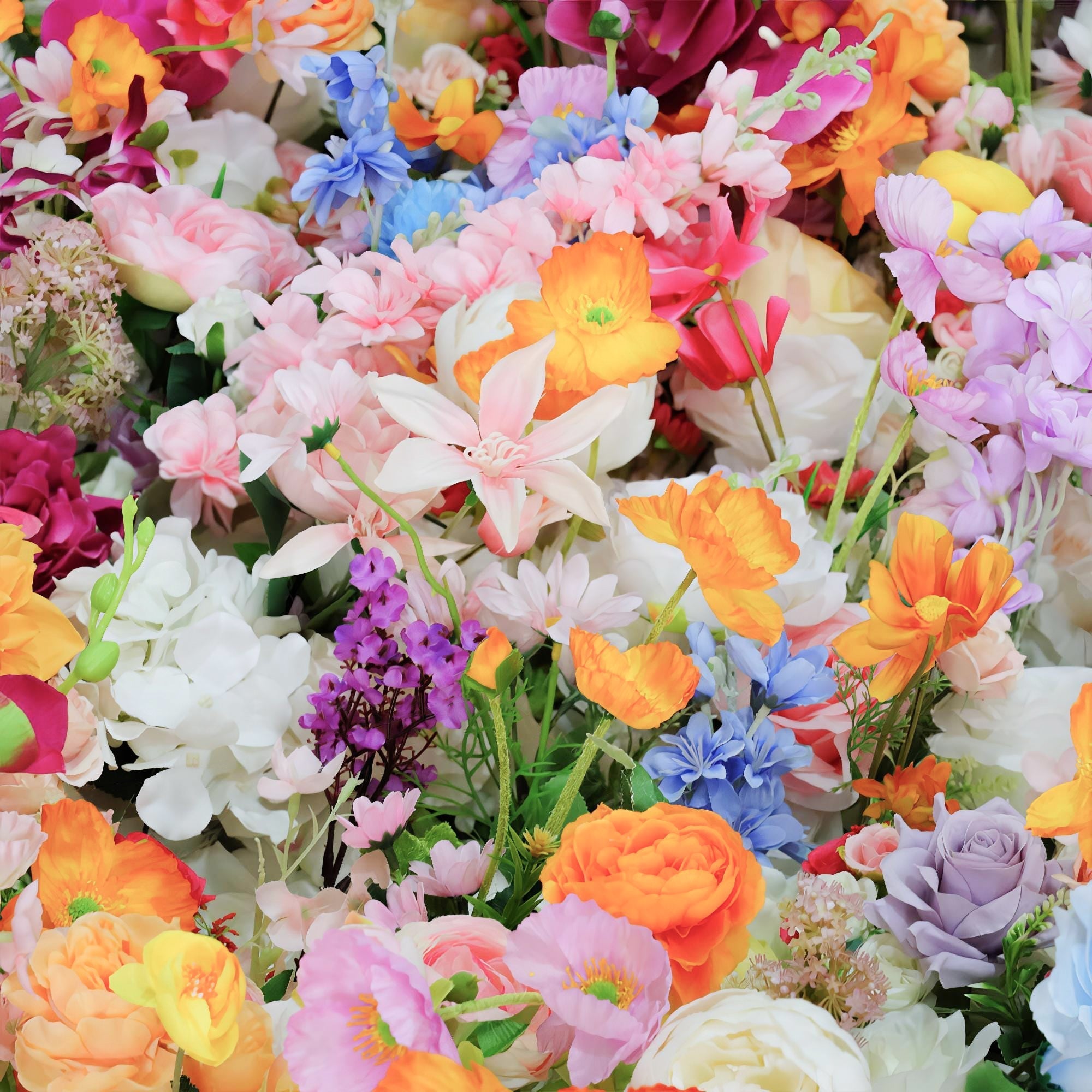 Vibrant Multicolor Artificial Flower Backdrop: Lush Mixed Blooms for Weddings & Events - Ideal for Every Celebration -VF-811-3