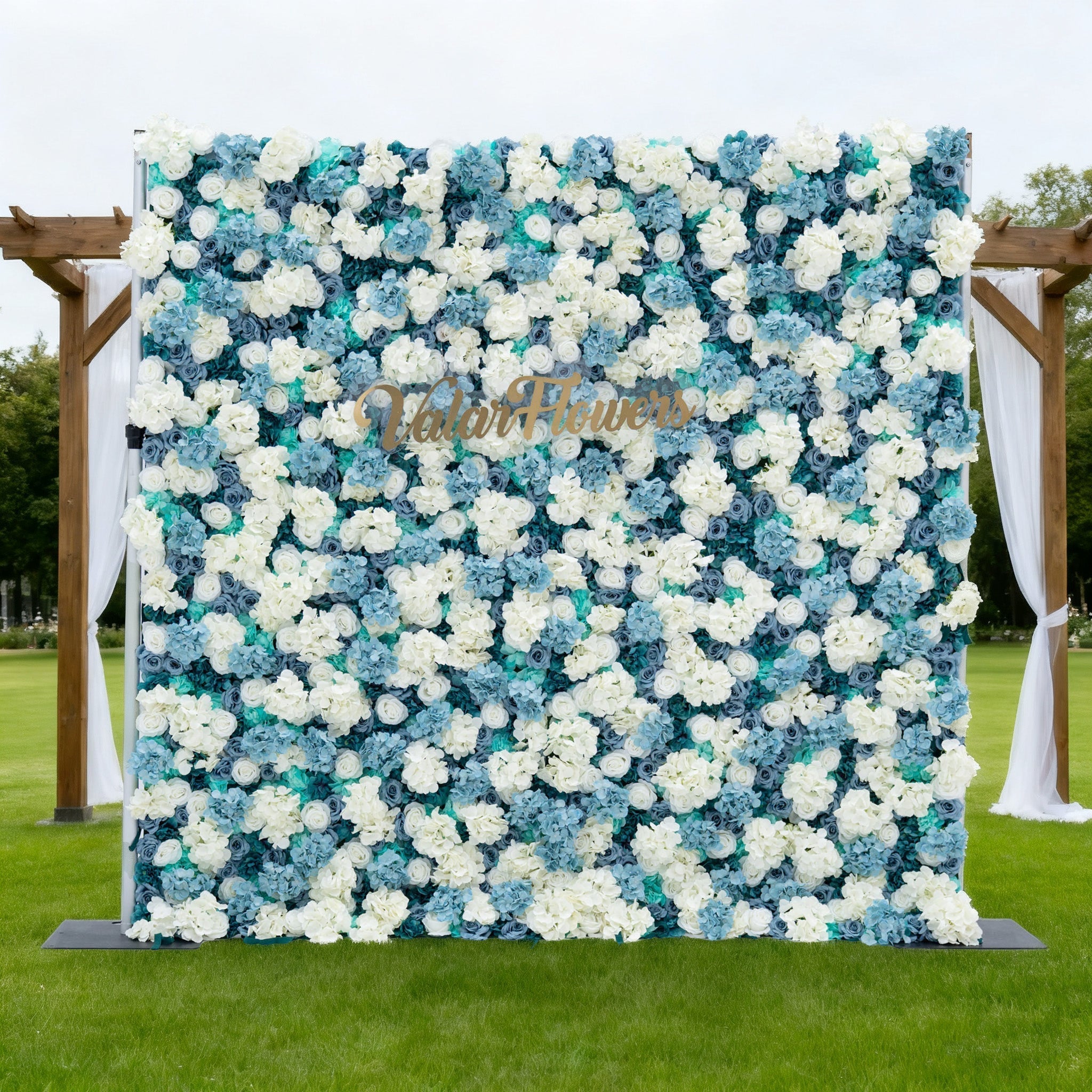 ValarFlowers Blue and White Rose Floral Backdrop: A Serene Elegance for Weddings and Special Occasions And Proposals and Outdoor Events and Photography - VF - 825