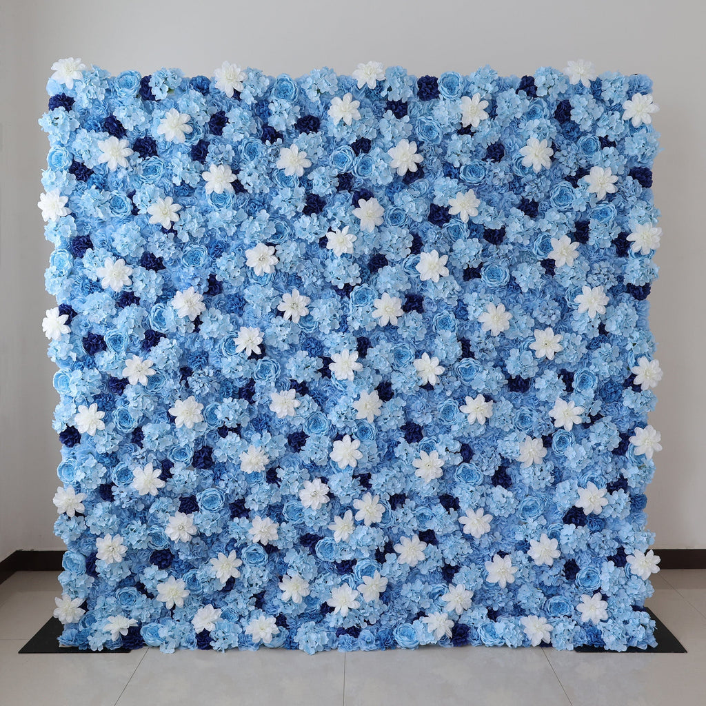 ValarFlowers Blue & White Floral Wall: A Serene. Elegant Backdrop for Timeless Events-VF-579
