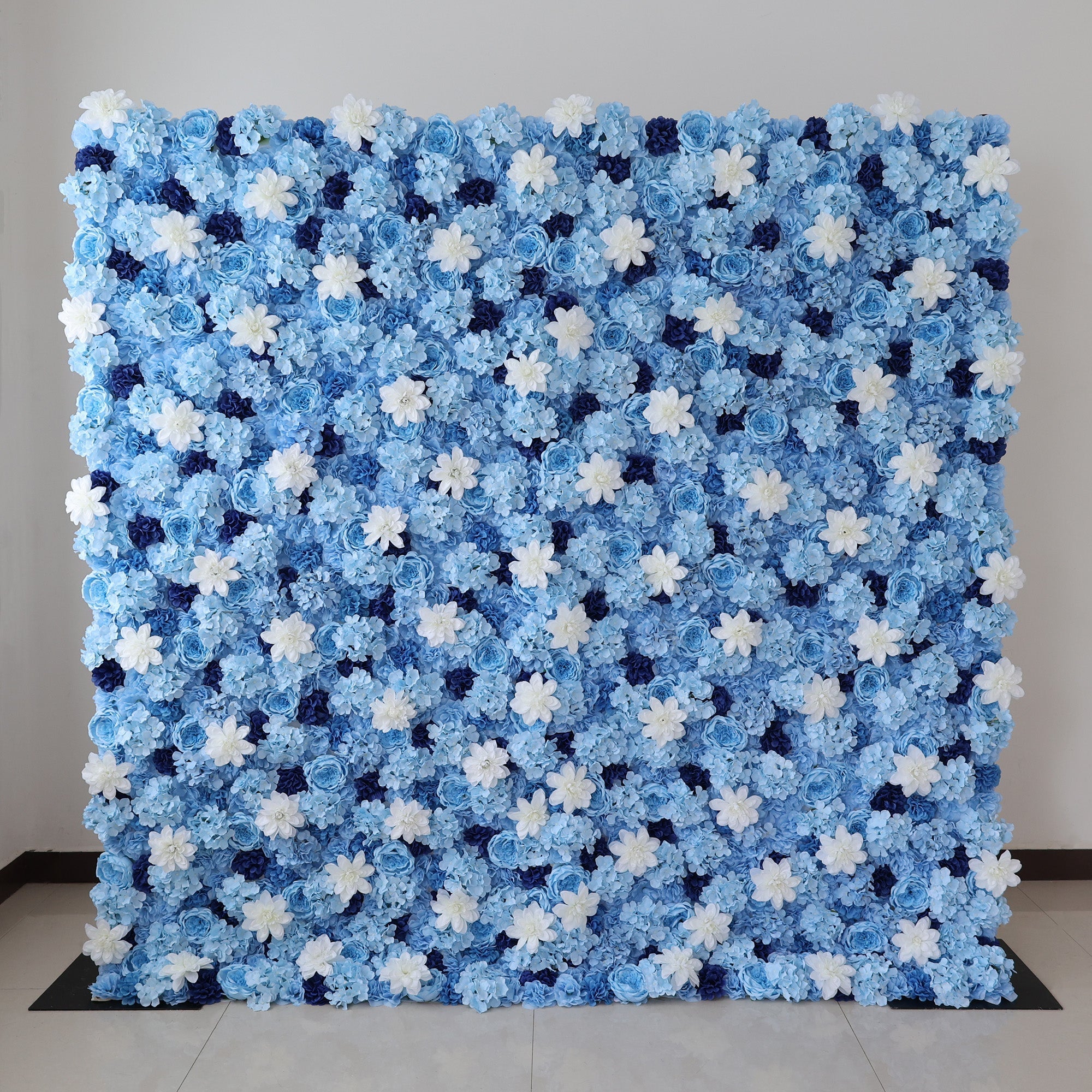 ValarFlowers Blue & White Floral Wall: A Serene. Elegant Backdrop for Timeless Events-VF-579
