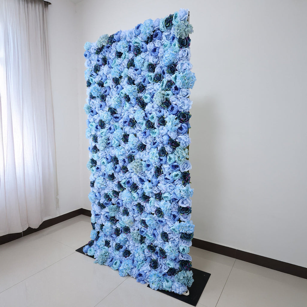 ValarFlowers Blue & Teal Floral Extravaganza Wall: A Captivating. Ocean-Inspired Masterpiece for Memorable Celebrations-VF-549