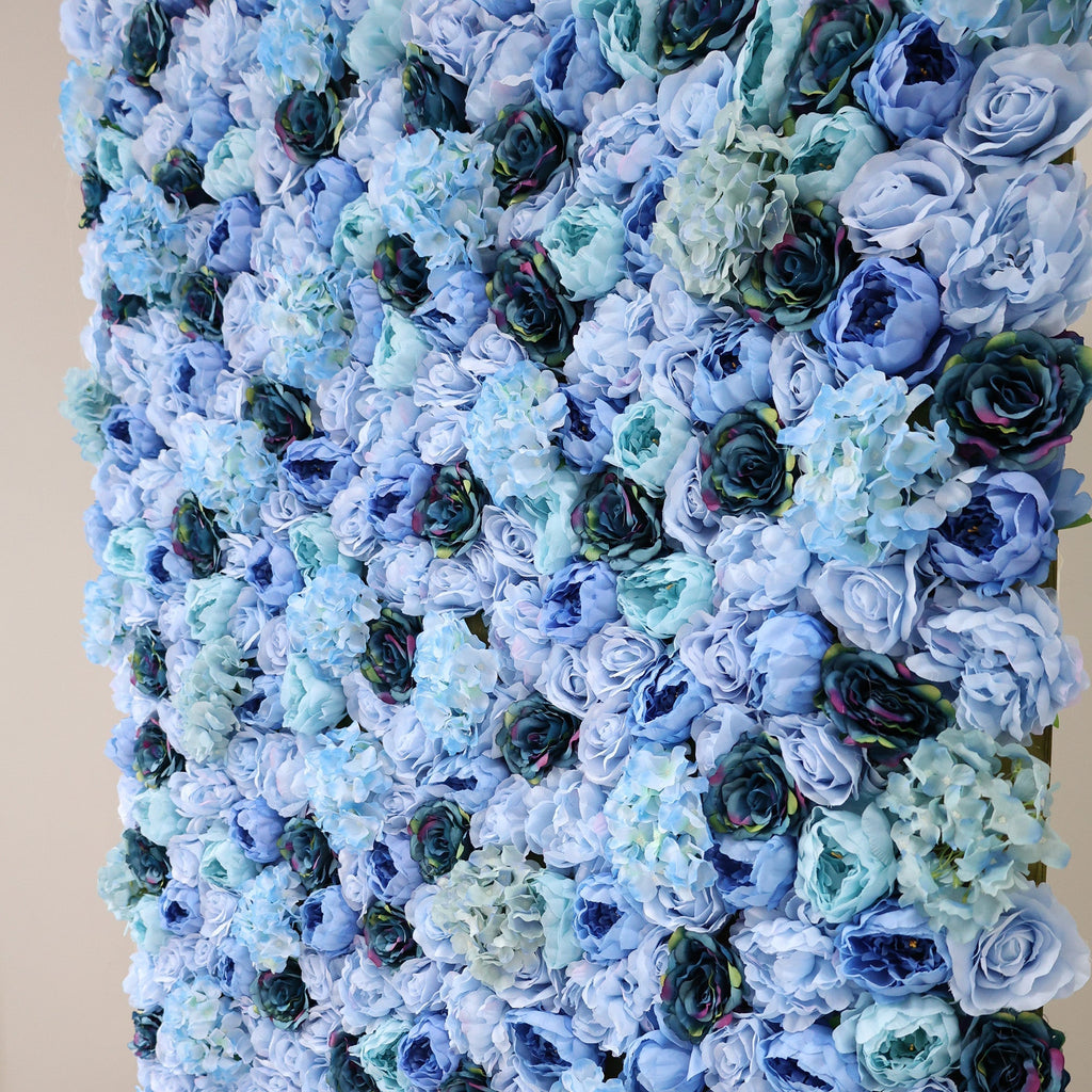 ValarFlowers Blue & Teal Floral Extravaganza Wall: A Captivating. Ocean-Inspired Masterpiece for Memorable Celebrations-VF-549
