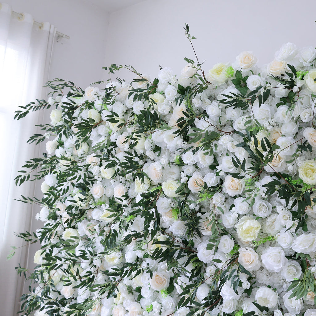 ValarFlowers Cream & Greenery Floral Extravaganza Wall: A Timeless. Elegant Masterpiece for Sophisticated Celebrations-VF-545