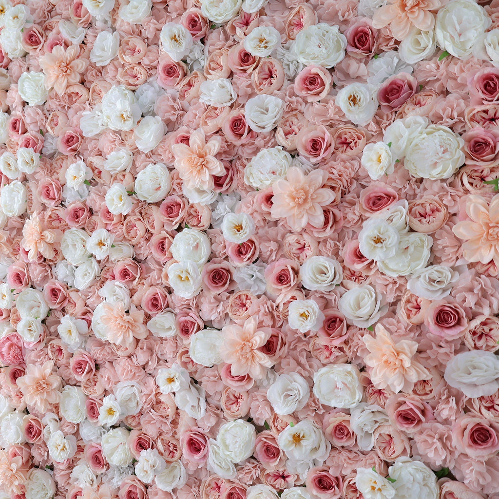 ValarFlowers Blush Pink & Soft White Floral Extravaganza Wall: A Dreamy. Romantic Masterpiece for Enchanting Celebrations-VF-553