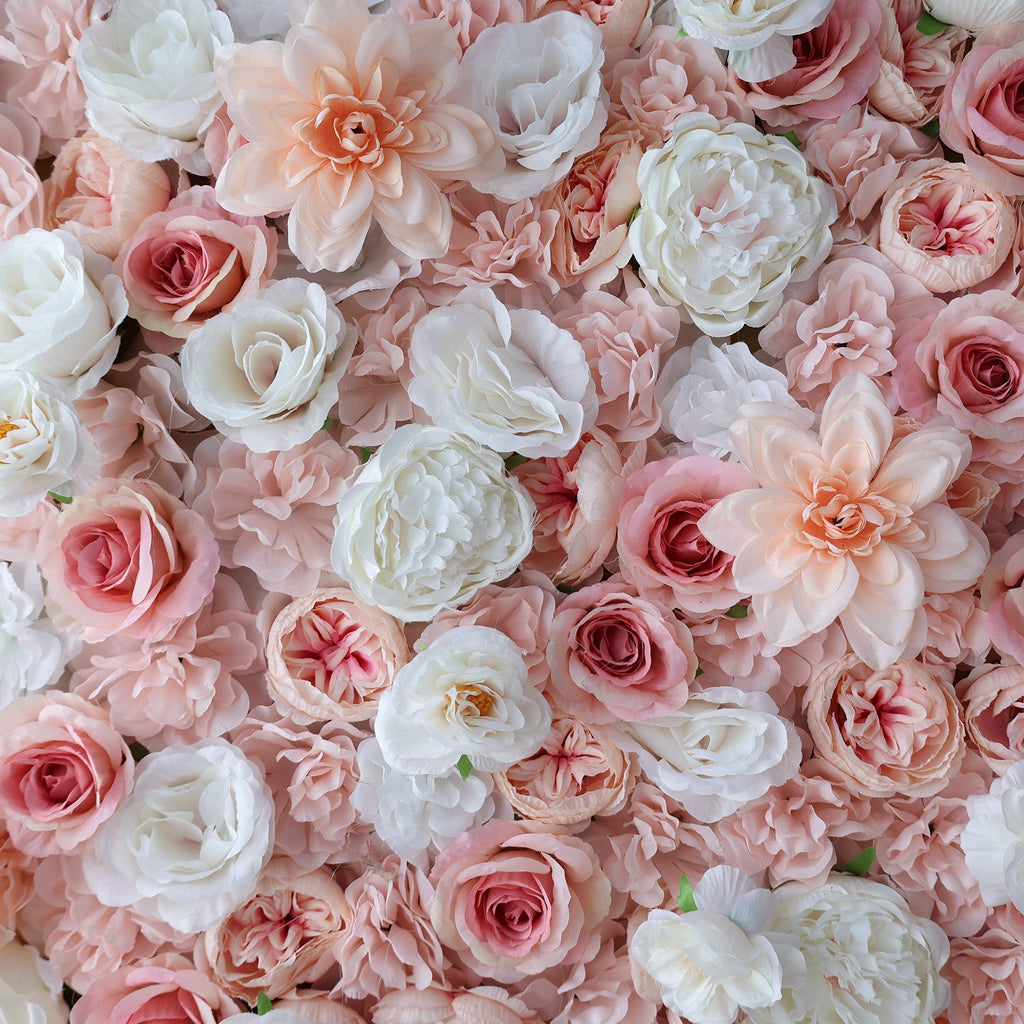 ValarFlowers Blush Pink & Soft White Floral Extravaganza Wall: A Dreamy. Romantic Masterpiece for Enchanting Celebrations-VF-553
