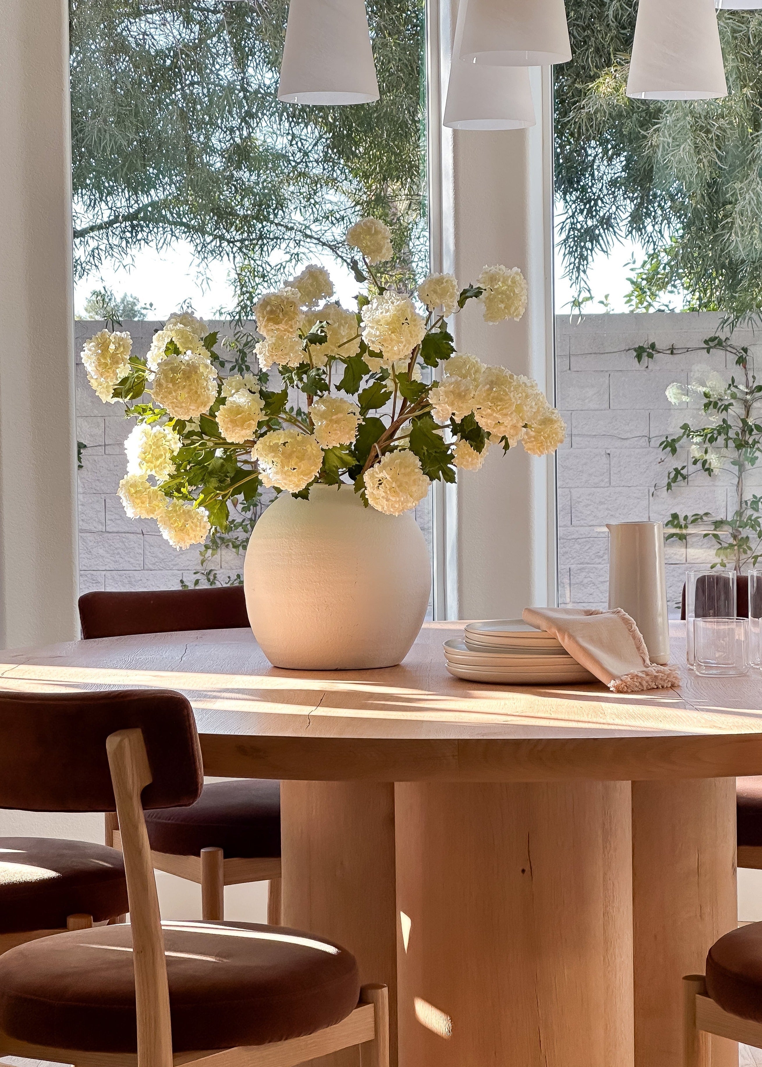 Faux Snowball Hydrangea in Crisp White - 43.5
