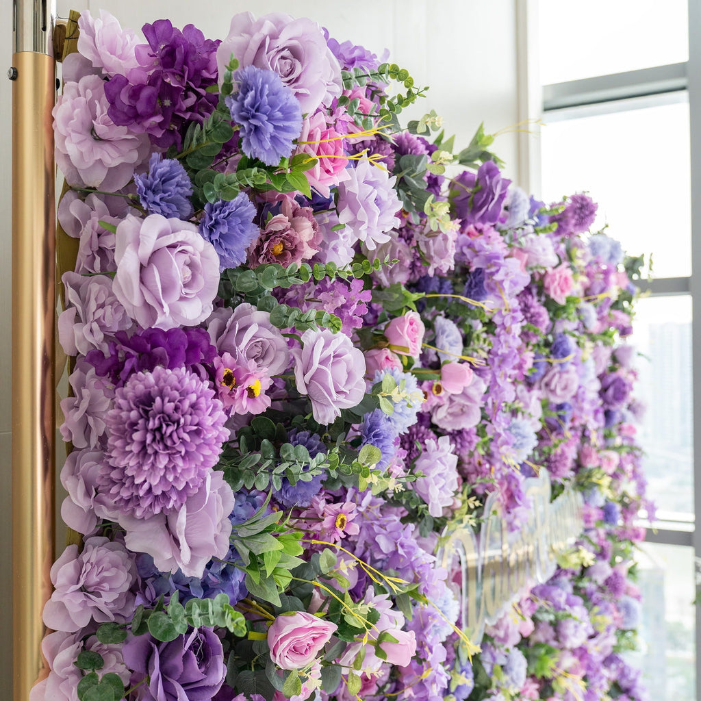 ValarFlowers Presents: Lavender Elegance – A Lavish Display of Purple Blooms in an Artificial Fabric Flower Arch Decor-VF-490