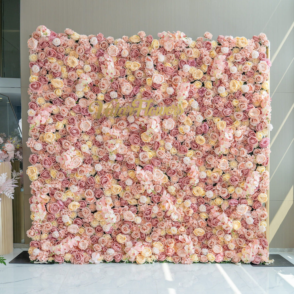 Valar Flowers Exquisite Artificial Flower Backdrop in Soft Pink and Cream Hues for Weddings. Parties and Events-VF-360