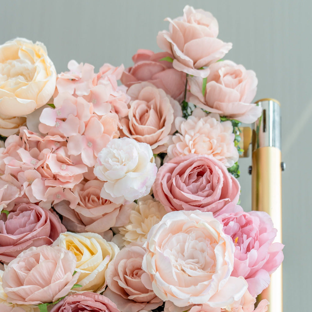 Valar Flowers Exquisite Artificial Flower Backdrop in Soft Pink and Cream Hues for Weddings. Parties and Events-VF-360