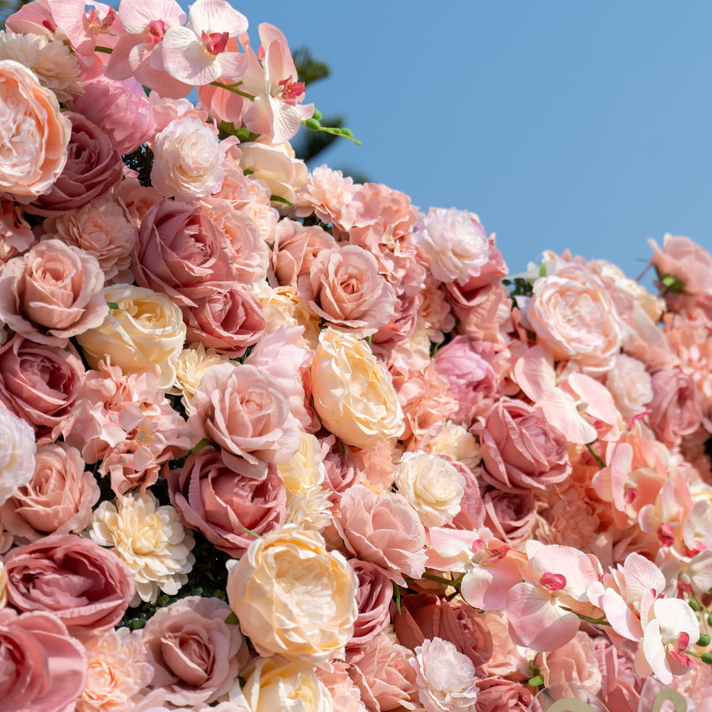Valar Flowers Exquisite Artificial Flower Backdrop in Soft Pink and Cream Hues for Weddings. Parties and Events-VF-360