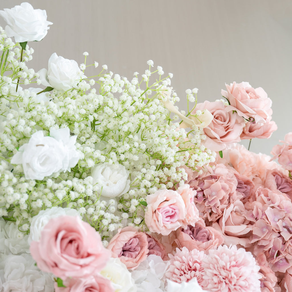 Romantic Floral Backdrop - Blush Nude and White Artificial Flower Wall for Weddings. Events. and Special Occasions-VF-418
