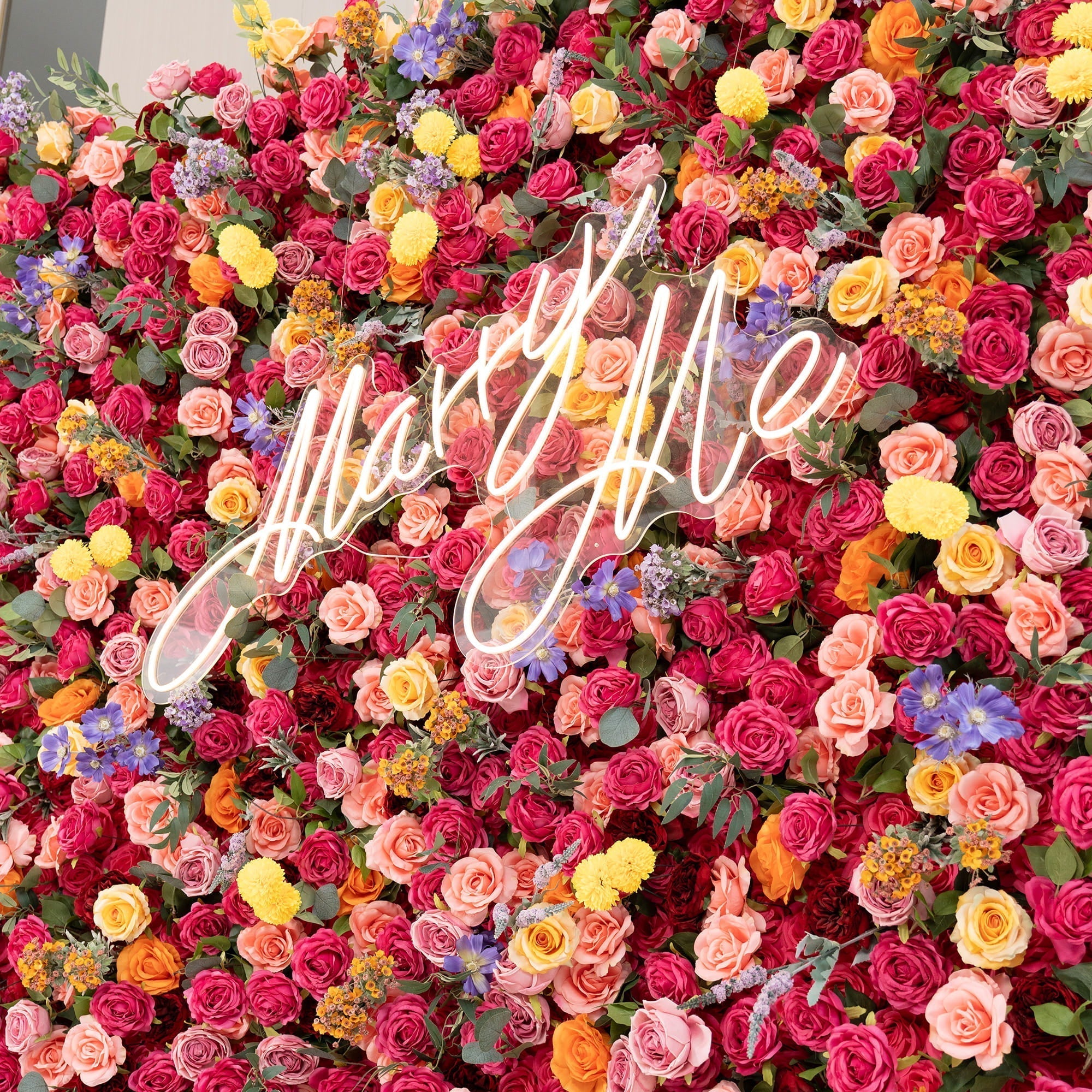 Vibrant Multicolored Artificial Flower Wall - The Epitome of Bold and Festive Style for Weddings and Events-VF-806