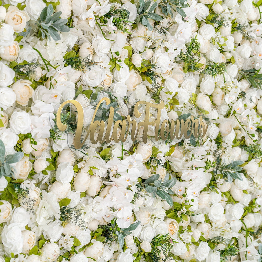 Roll Up Fabric Gorgeous Artificial Flower Wall - The White & Green  Epitome of Wedding and Event Decoration-VF-801