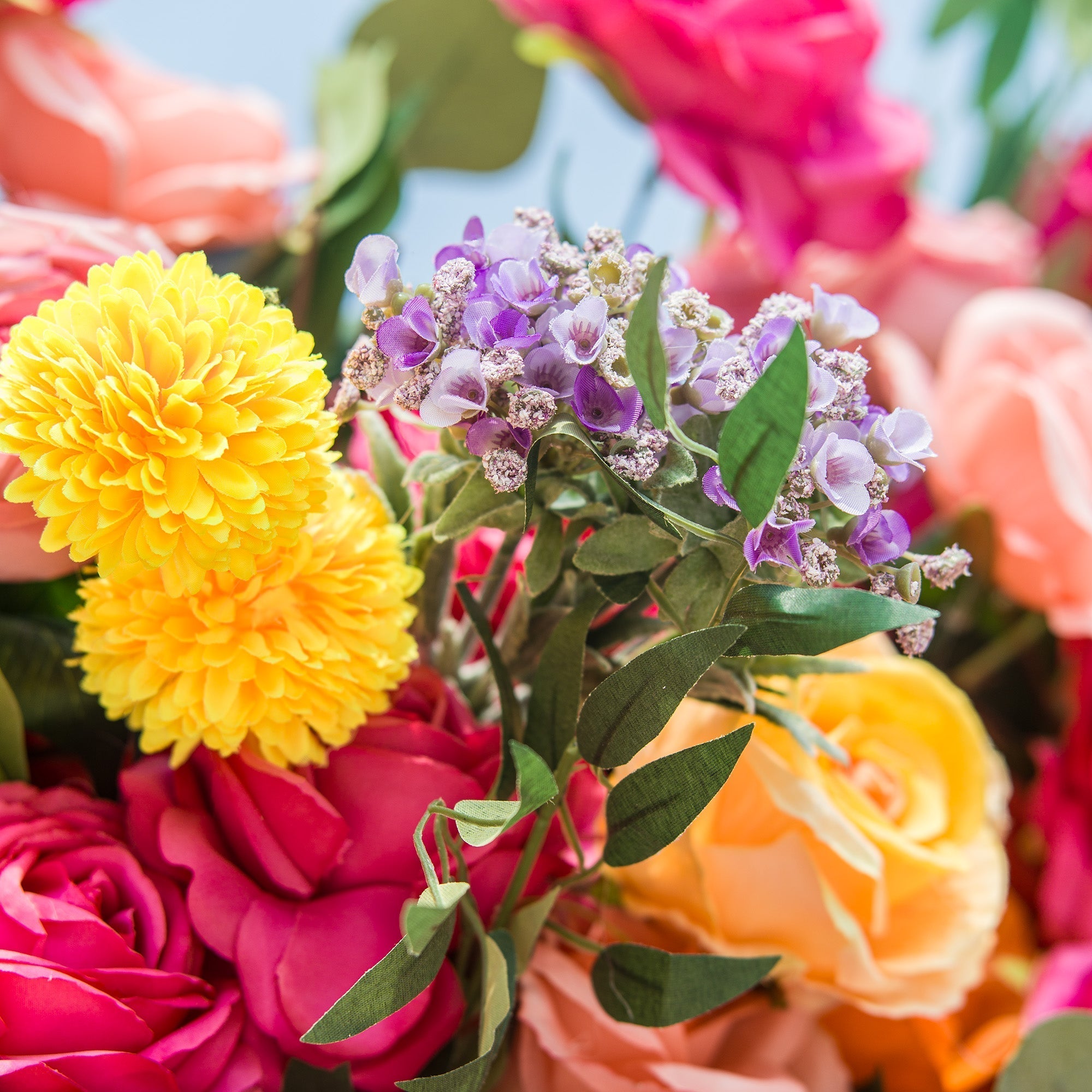 Vibrant Multicolored Artificial Flower Wall - The Epitome of Bold and Festive Style for Weddings and Events-VF-806