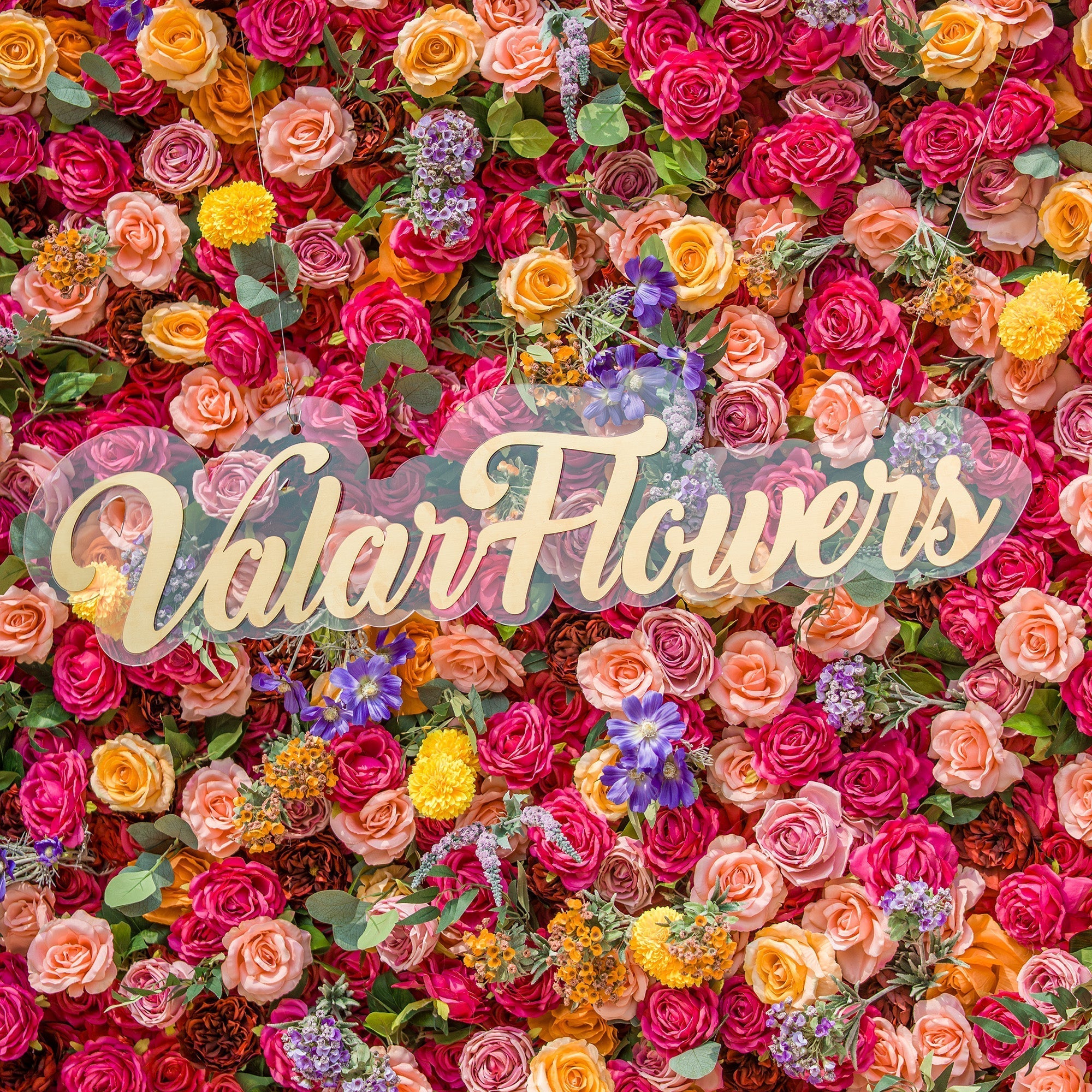 Vibrant Multicolored Artificial Flower Wall - The Epitome of Bold and Festive Style for Weddings and Events-VF-806