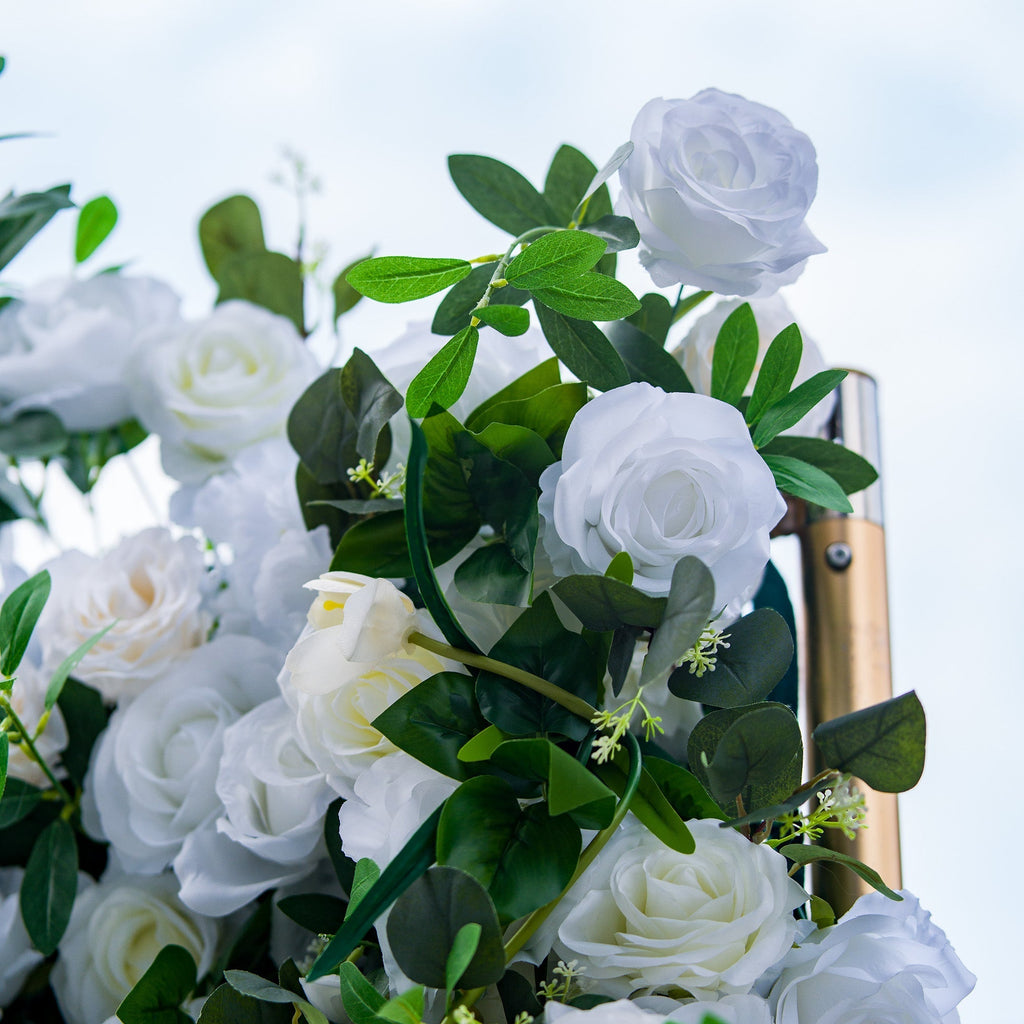 Exquisite White & Green Artificial Flower Wall - The Epitome of Elegance for Wedding and Event Decor-VF-803