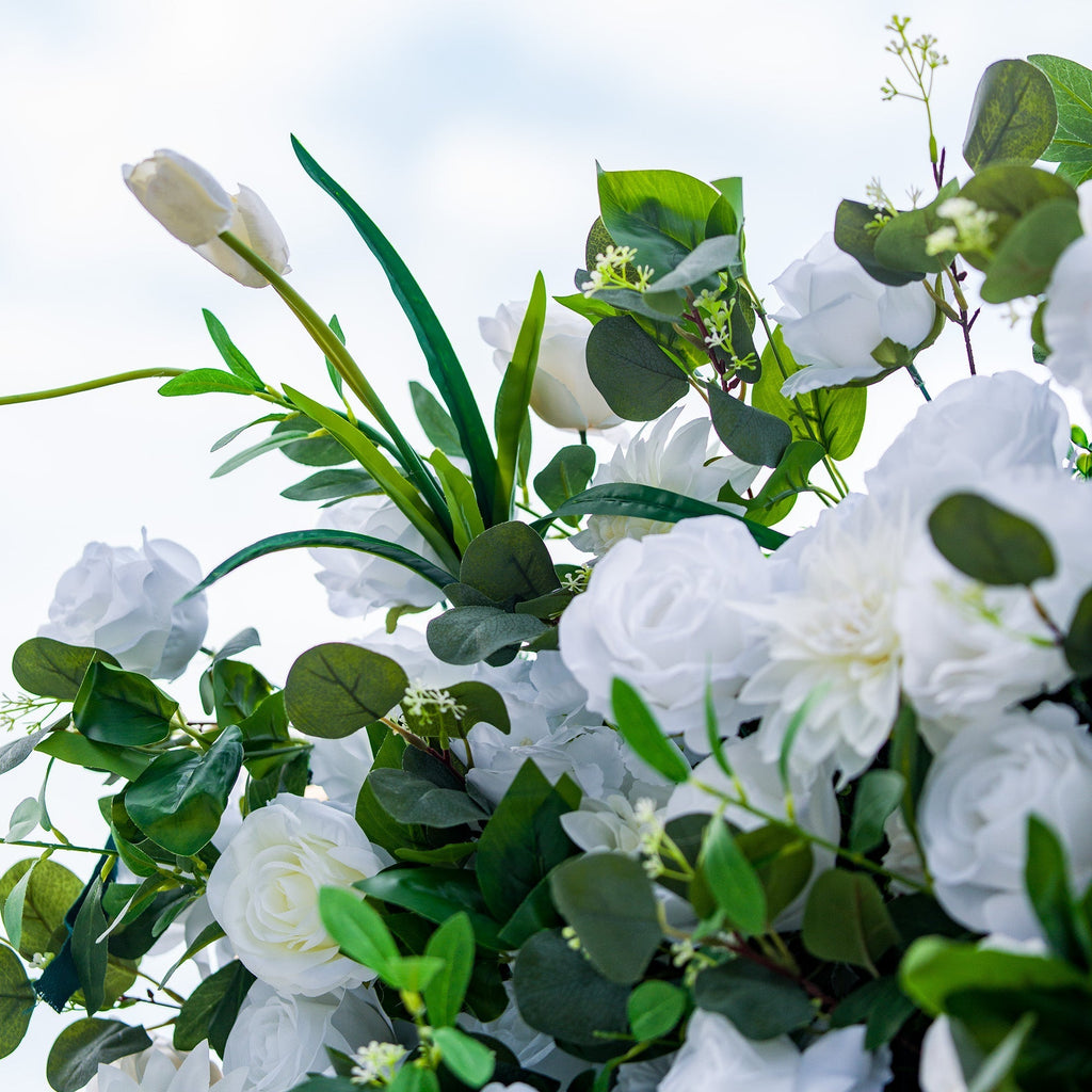 Exquisite White & Green Artificial Flower Wall - The Epitome of Elegance for Wedding and Event Decor-VF-803