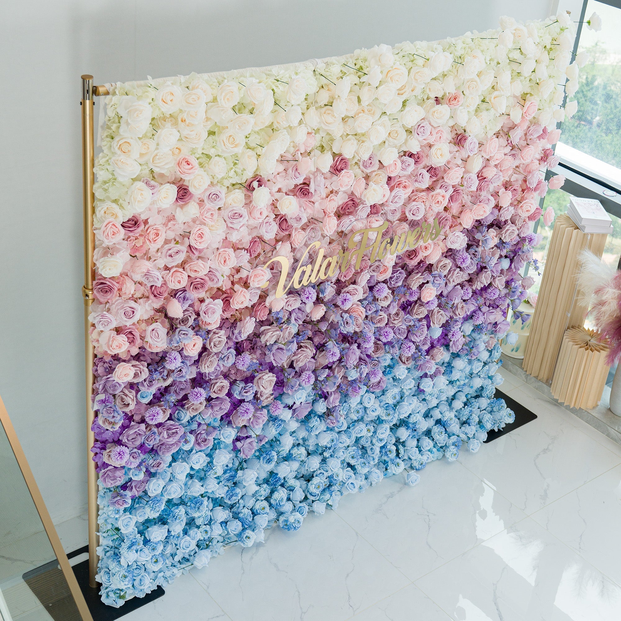 5D ValarFlowers Ombre Rainbow Artificial Flower Backdrop: A Breathtaking Floral Masterpiece for Events-VF-828-2