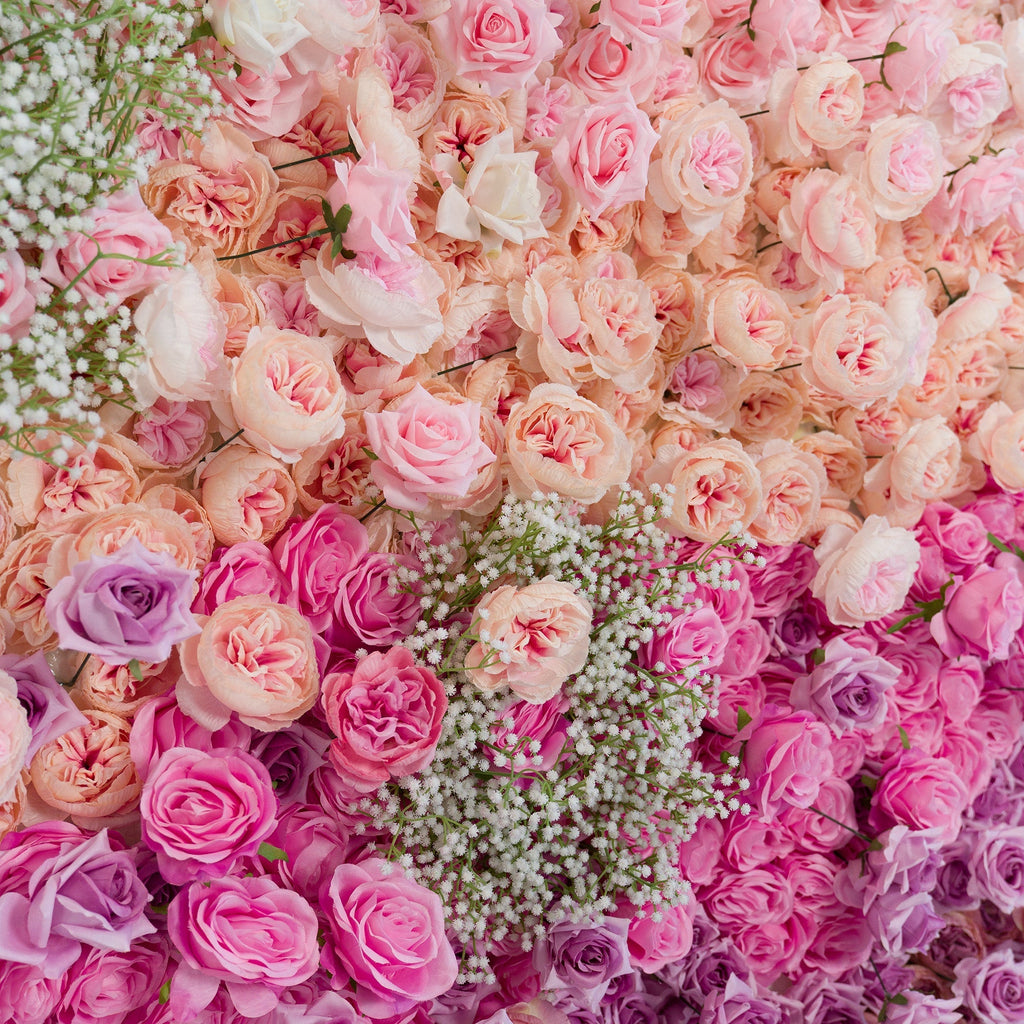 ValarFlowers Green White Pink Artificial Flower Wall Backdrop for Wedding & Event Decor VF-340