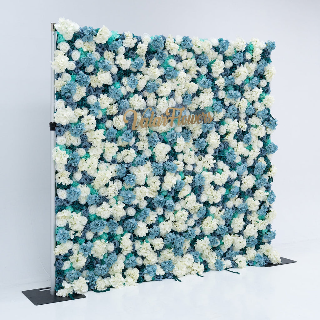 ValarFlowers Blue and White Rose Floral Backdrop: A Serene Elegance for Weddings and Special Occasions And Proposals and Outdoor Events and Photography - VF - 825