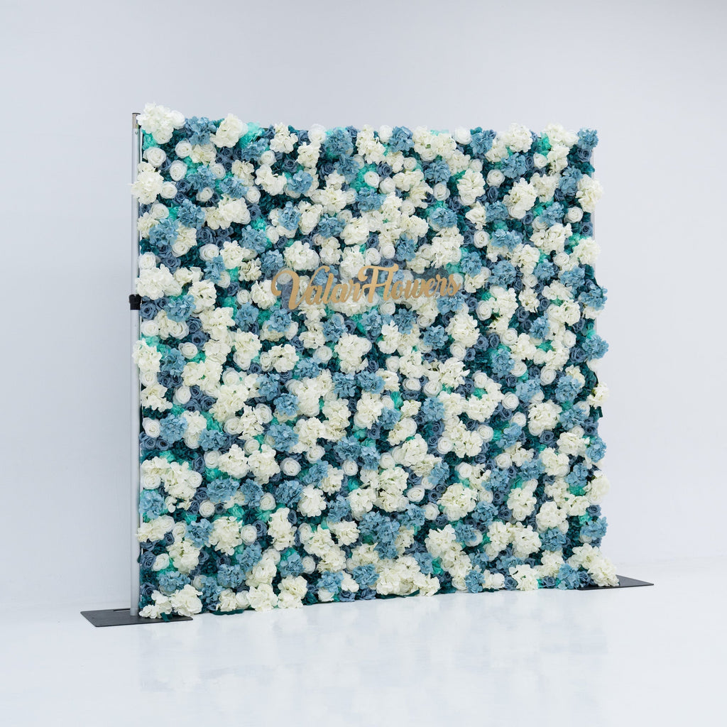 ValarFlowers Blue and White Rose Floral Backdrop: A Serene Elegance for Weddings and Special Occasions And Proposals and Outdoor Events and Photography - VF - 825