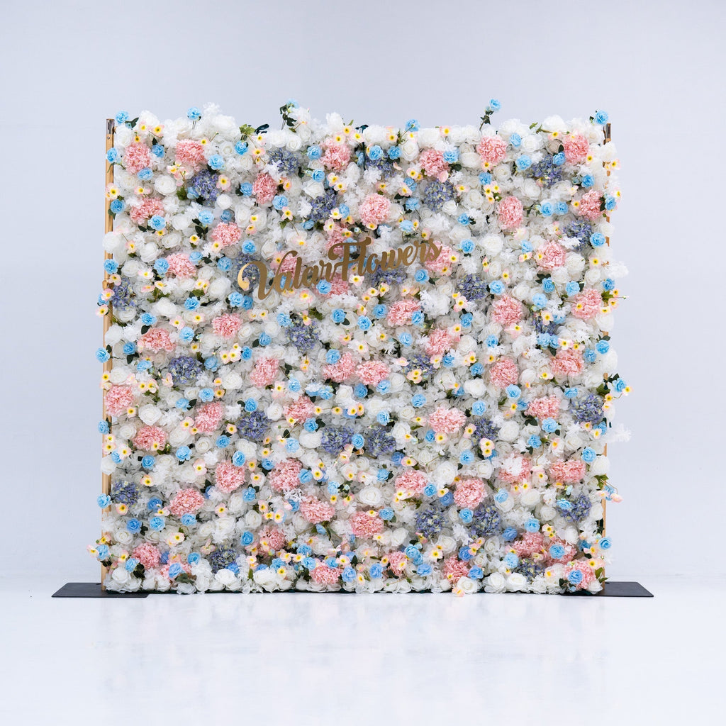 ValarFlowers Pastel Blue. Pink and White Floral Backdrop: A Dreamy Elegance for Weddings and Special Occasions And Proposals and Outdoor Events and Photography - VF - 826