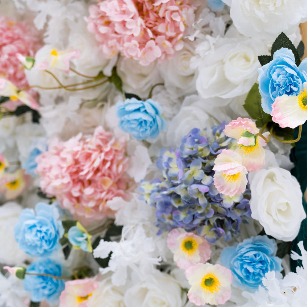 ValarFlowers Pastel Blue. Pink and White Floral Backdrop: A Dreamy Elegance for Weddings and Special Occasions And Proposals and Outdoor Events and Photography - VF - 826