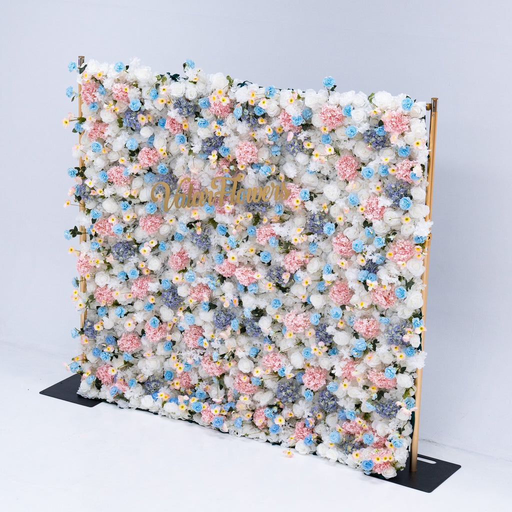 ValarFlowers Pastel Blue. Pink and White Floral Backdrop: A Dreamy Elegance for Weddings and Special Occasions And Proposals and Outdoor Events and Photography - VF - 826