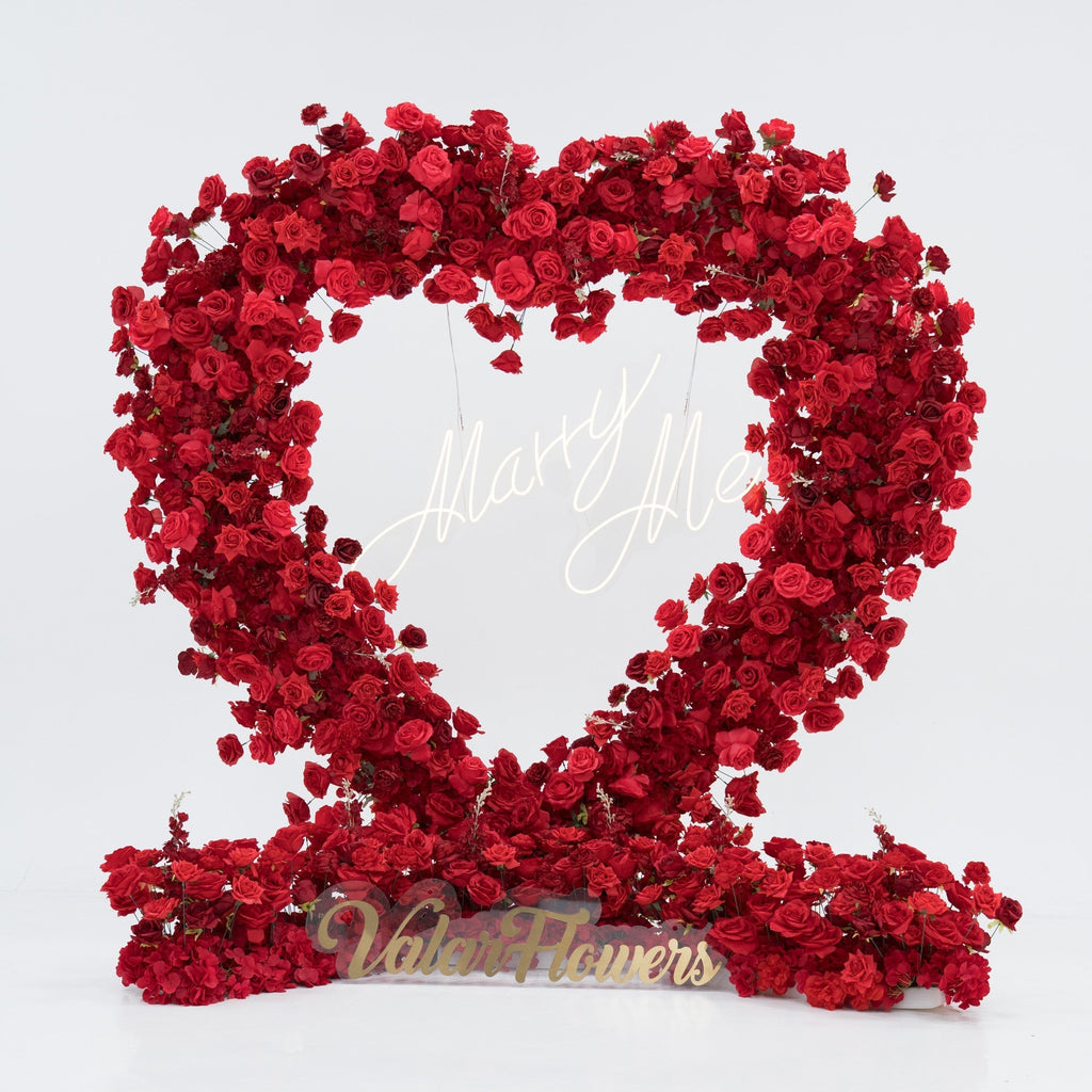 ValarFlowers Red Rose Heart - Shaped Floral Backdrop: A Romantic Proposal & Event Centerpiece-HA-405