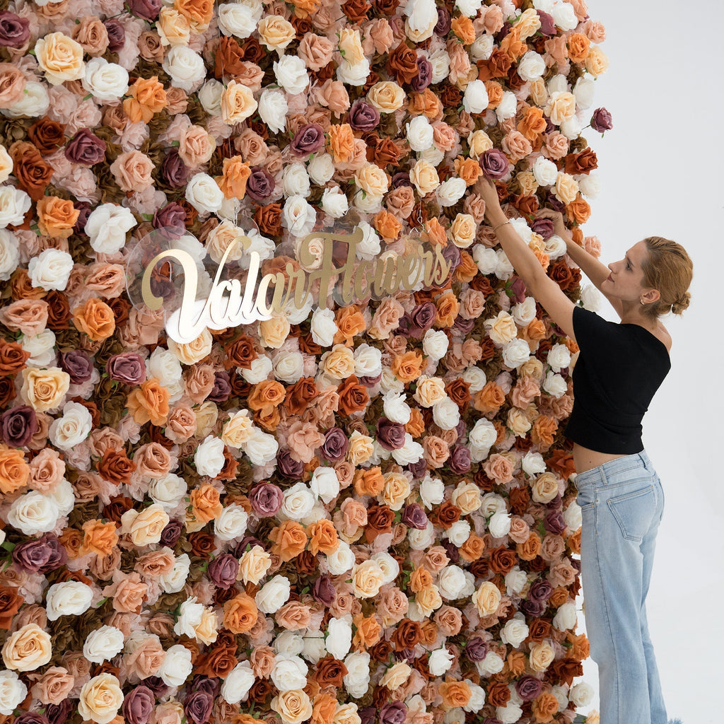 ValarFlowers 3D Autumn - Toned Floral Wall Backdrop: Warm & Luxurious Event Centerpiece-VF-580