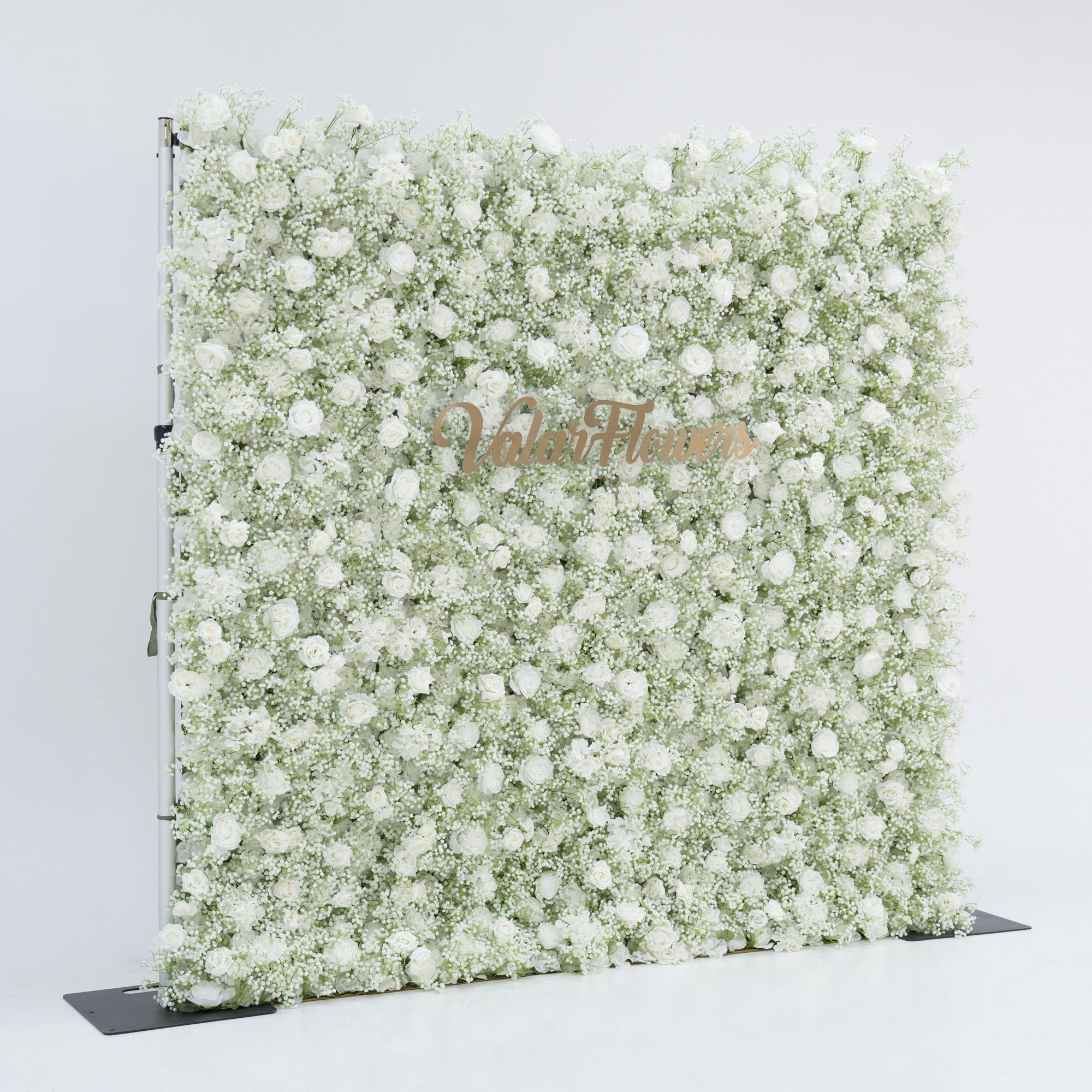 ValarFlowers Artificial Floral Wall Backdrop: Serene Meadows Artificial Floral Wall Backdrop: White Rose & Baby's Breath Edition-VF-268-2