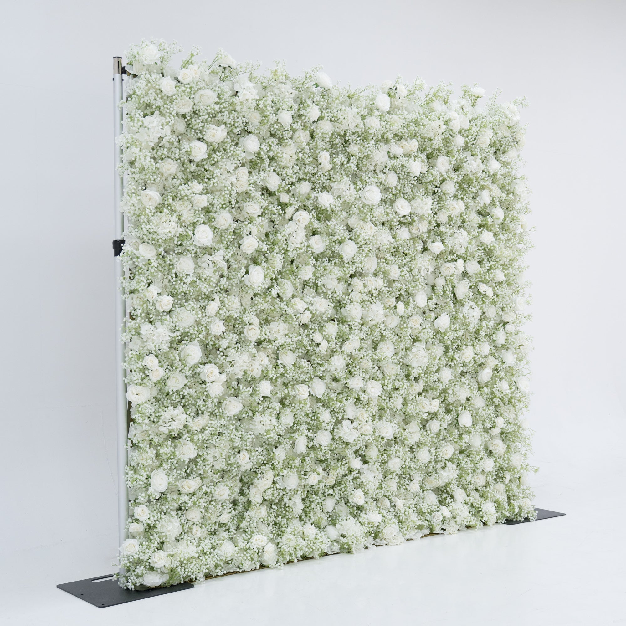 ValarFlowers Artificial Floral Wall Backdrop: Serene Meadows Artificial Floral Wall Backdrop: White Rose & Baby's Breath Edition-VF-268-2