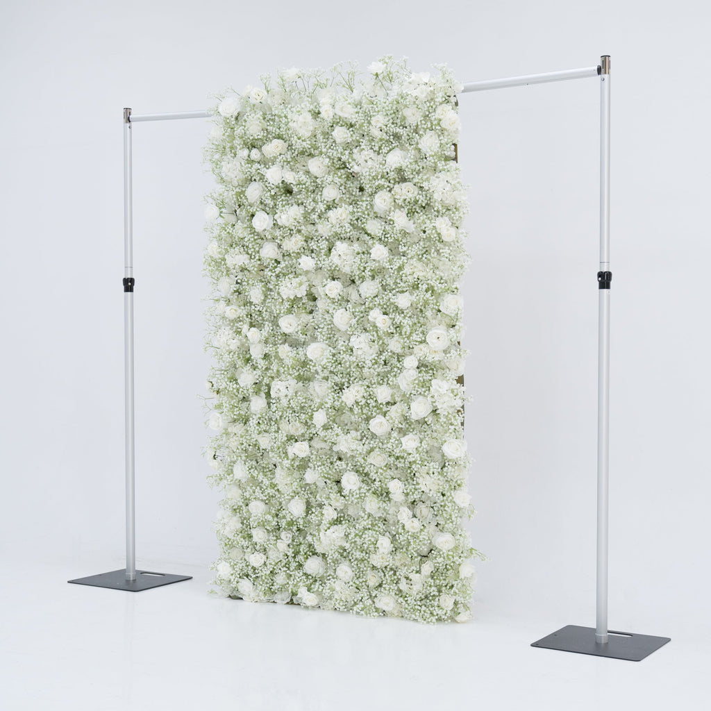 ValarFlowers Artificial Floral Wall Backdrop: Serene Meadows Artificial Floral Wall Backdrop: White Rose & Baby's Breath Edition-VF-268-2