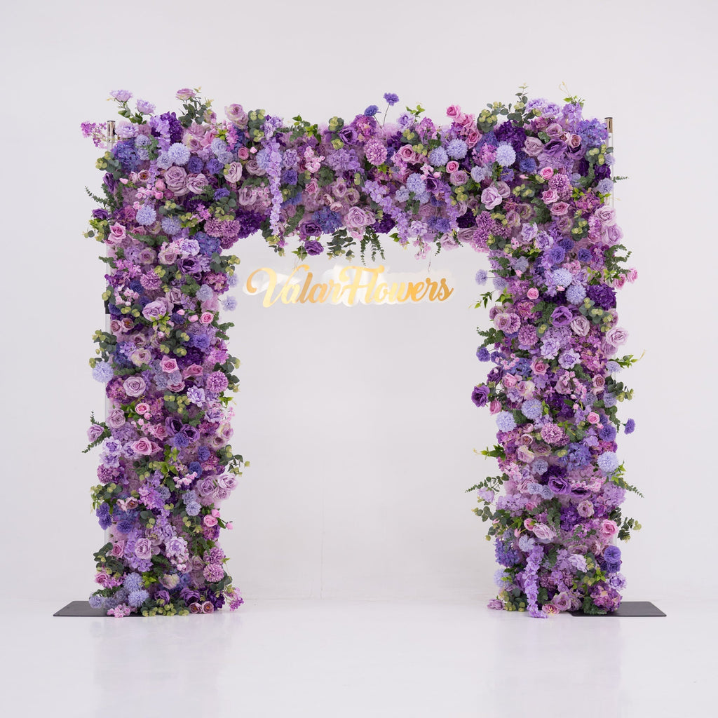 ValarFlowers Presents: Lavender Elegance – A Lavish Display of Purple Blooms in an Artificial Fabric Flower Arch Decor-VF-490-2