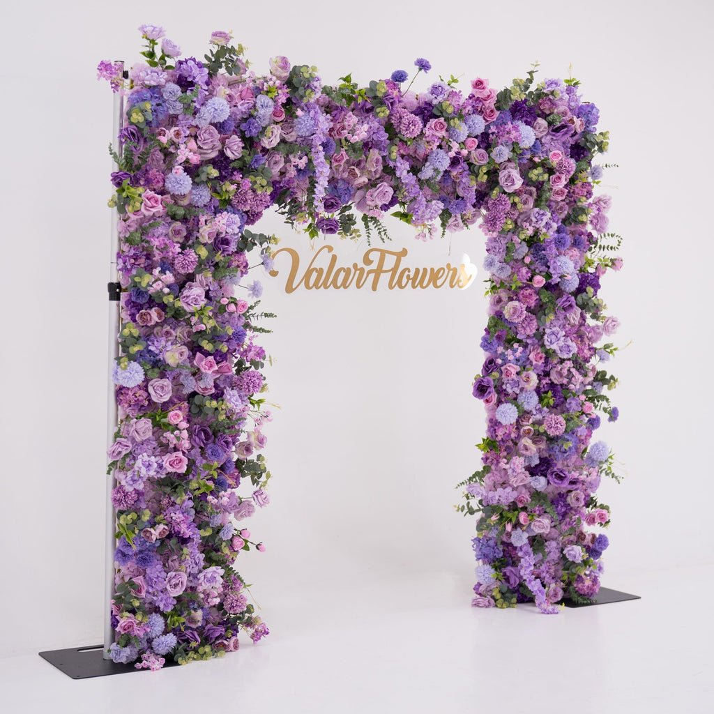 ValarFlowers Presents: Lavender Elegance – A Lavish Display of Purple Blooms in an Artificial Fabric Flower Arch Decor-VF-490-2