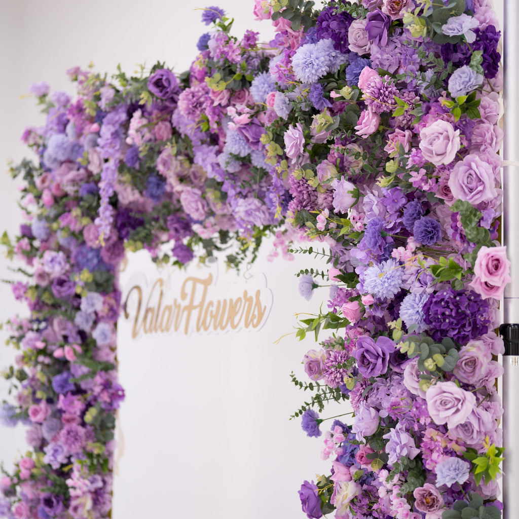 ValarFlowers Presents: Lavender Elegance – A Lavish Display of Purple Blooms in an Artificial Fabric Flower Arch Decor-VF-490-2