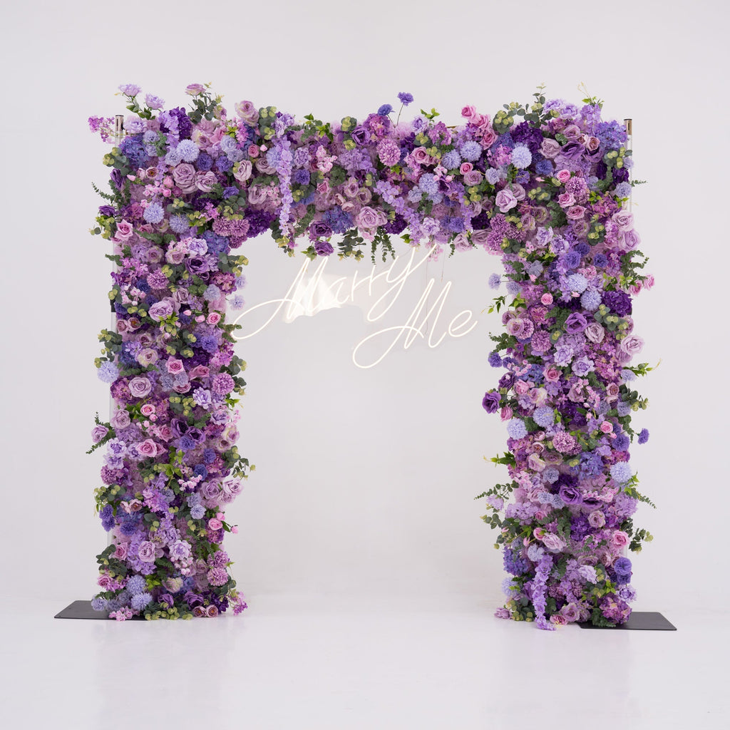 ValarFlowers Presents: Lavender Elegance – A Lavish Display of Purple Blooms in an Artificial Fabric Flower Arch Decor-VF-490-2