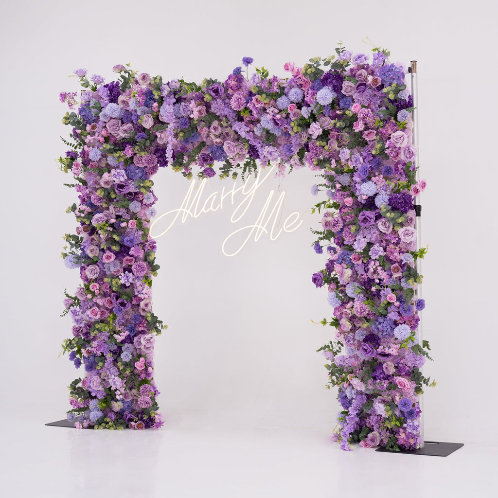 ValarFlowers Presents: Lavender Elegance – A Lavish Display of Purple Blooms in an Artificial Fabric Flower Arch Decor-VF-490-2