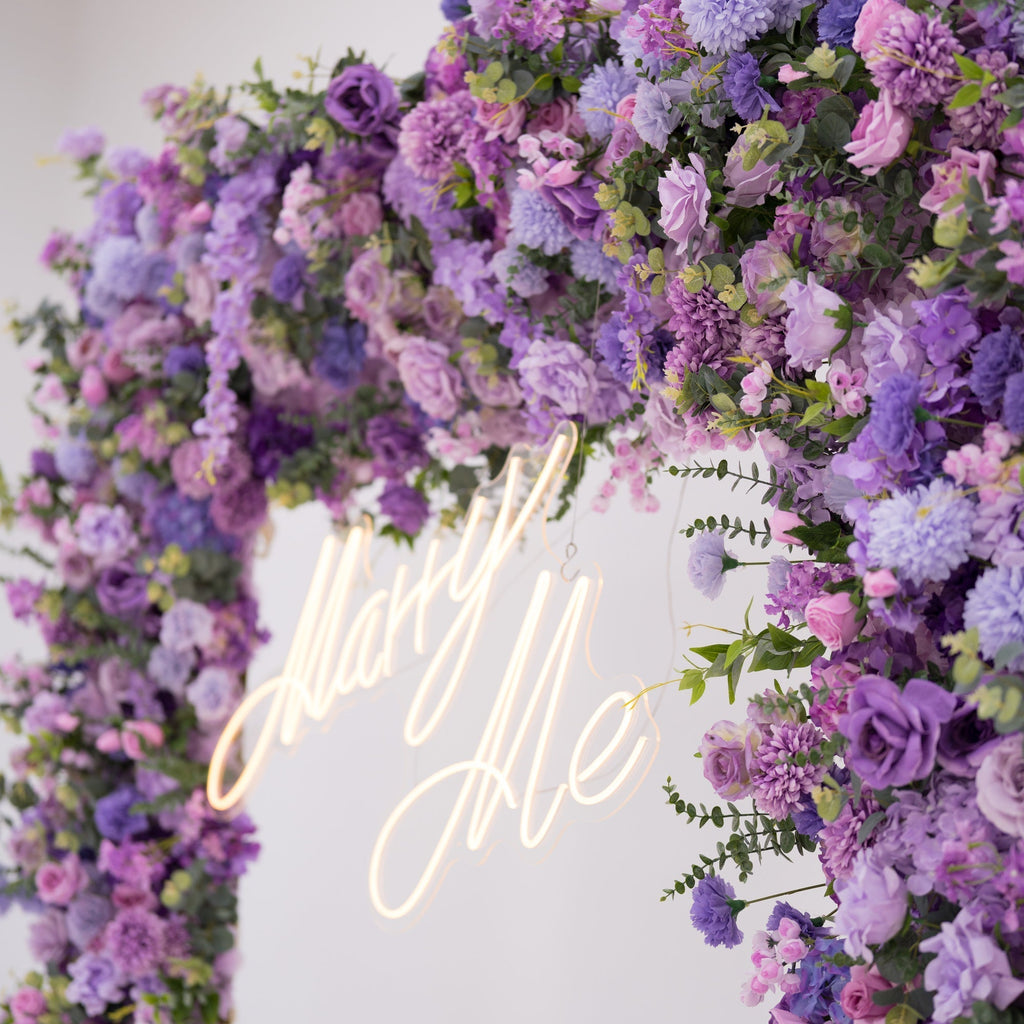 ValarFlowers Presents: Lavender Elegance – A Lavish Display of Purple Blooms in an Artificial Fabric Flower Arch Decor-VF-490-2