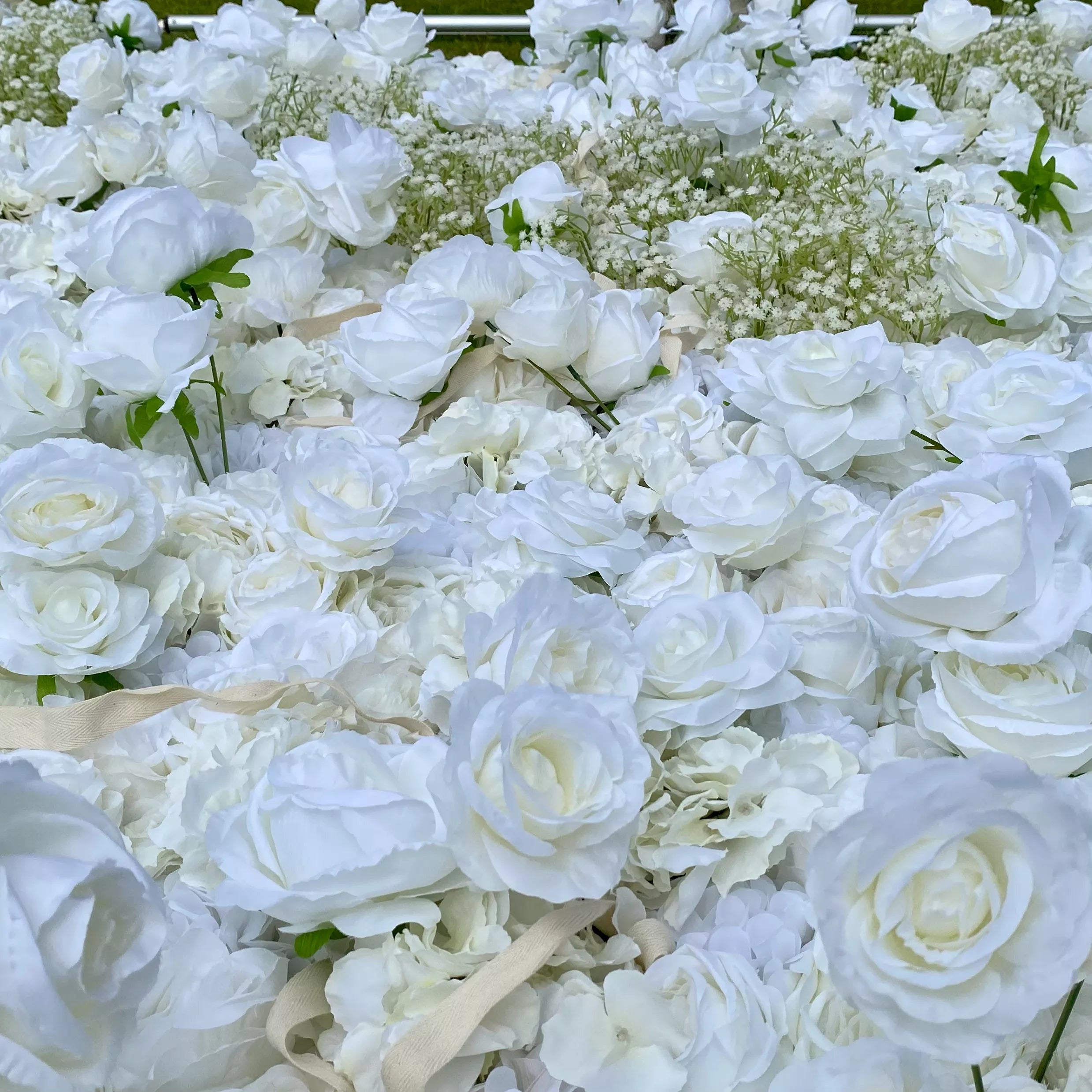 Elegant White & Green Flower Wall Backdrop - Wall - Bridal - Wedding Venues VF-340-2