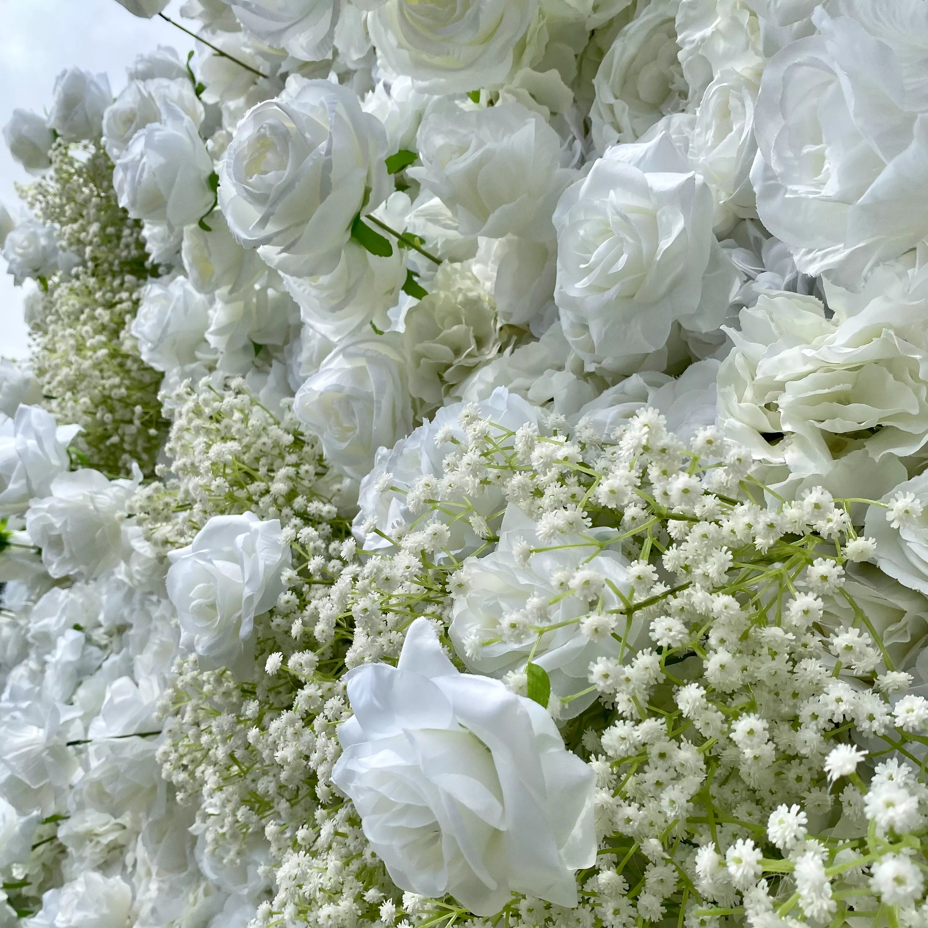 Elegant White & Green Flower Wall Backdrop - Wall - Bridal - Wedding Venues VF-340-2